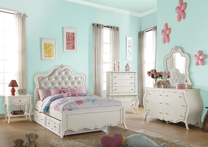 Edalene PU & Pearl White Full Bed - Ideal Furniture (Fresno,CA)