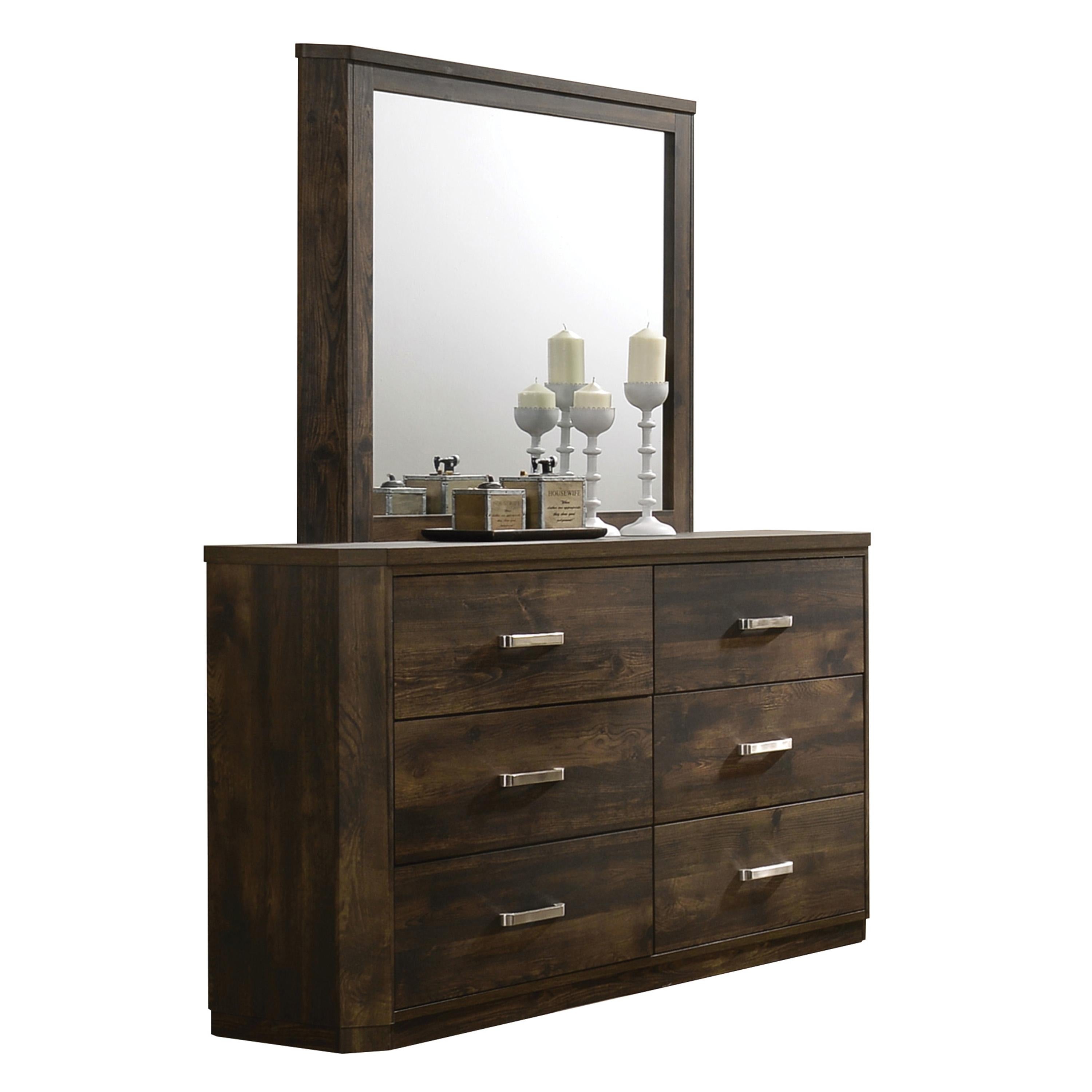 Elettra Rustic Walnut Mirror - Ideal Furniture (Fresno,CA)