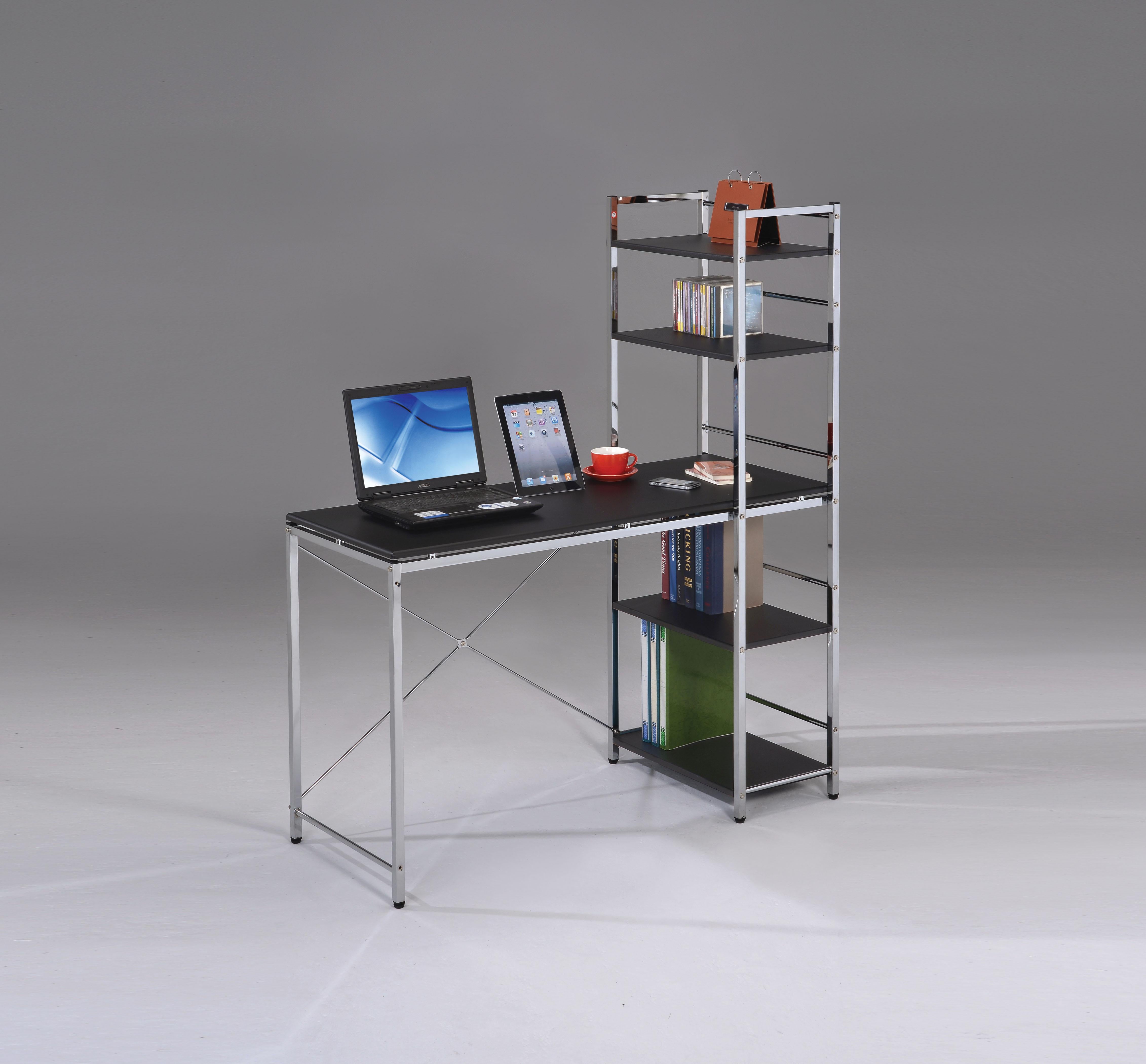 Elvis Black & Chrome Computer Desk - Ideal Furniture (Fresno,CA)