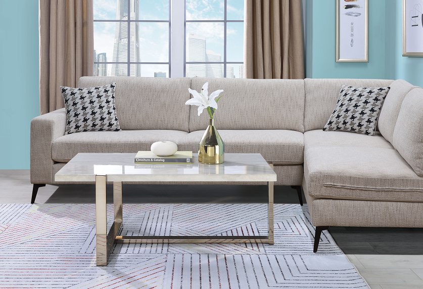 Feit Faux Marble & Champagne Coffee Table - Ideal Furniture (Fresno,CA)