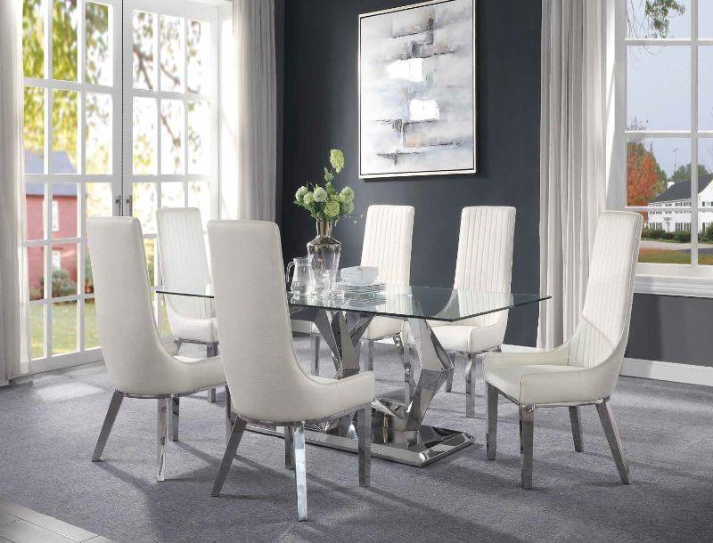 Gianna Clear Glass & Stainless Steel Dining Room Set - Ideal Furniture (Fresno,CA)