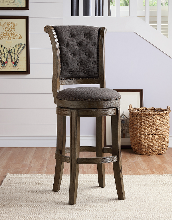Glison Charcoal Fabric & Walnut Counter Height Chair (1Pc) - Ideal Furniture (Fresno,CA)