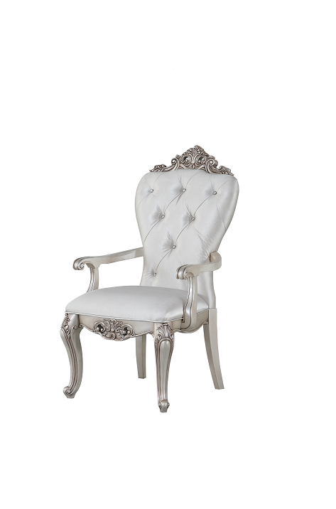 Gorsedd Cream Fabric & Antique White Arm Chair - Ideal Furniture (Fresno,CA)