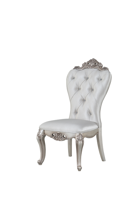 Gorsedd Cream Fabric & Antique White Side Chair - Ideal Furniture (Fresno,CA)