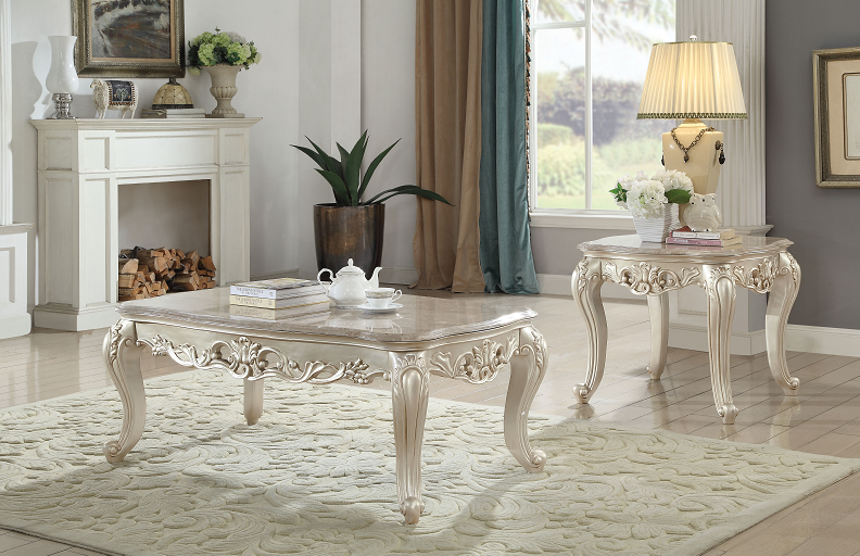 Gorsedd Marble & Antique White Coffee Table - Ideal Furniture (Fresno,CA)