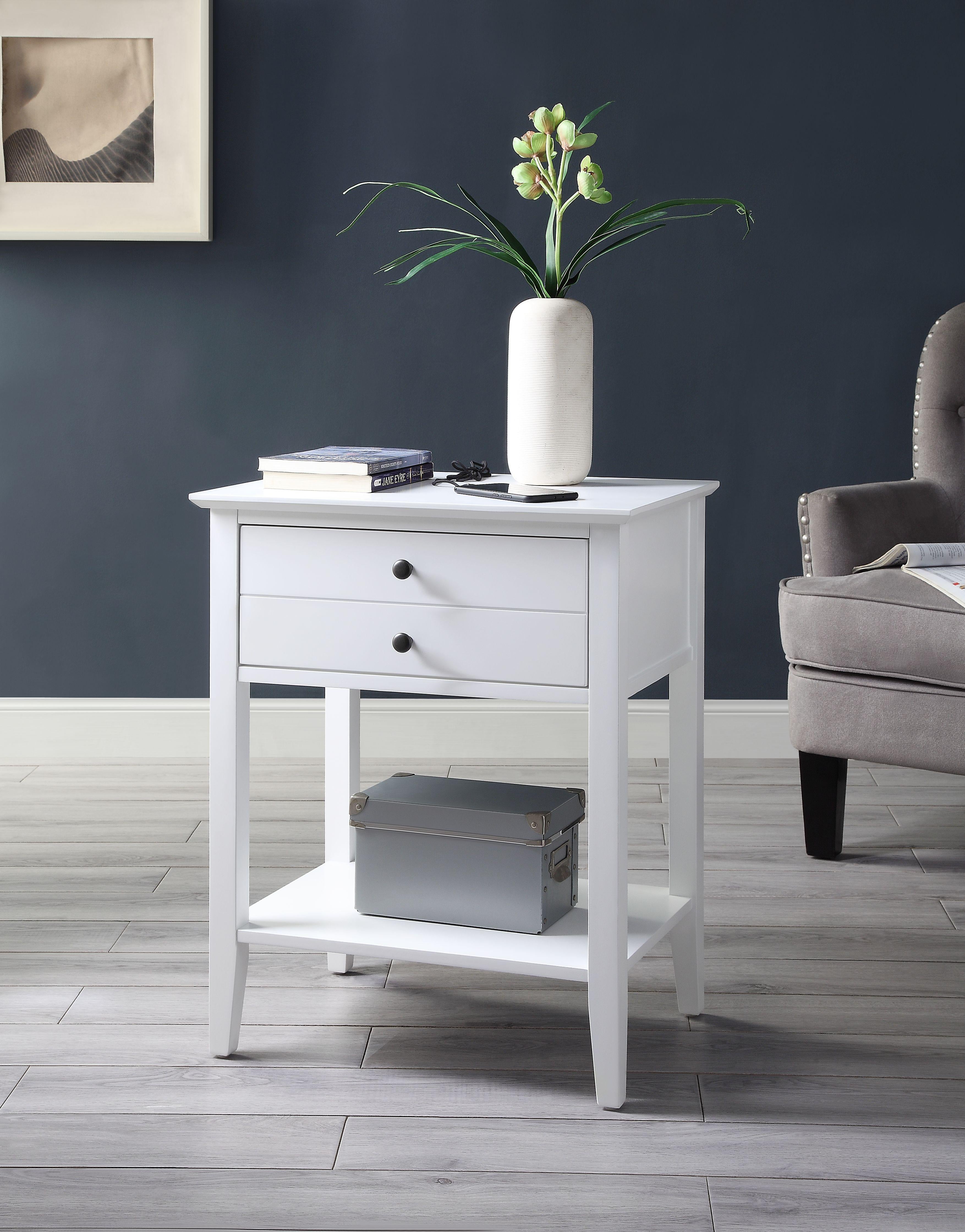 Grardor White Side Table (USB Charging Dock) - Ideal Furniture (Fresno,CA)