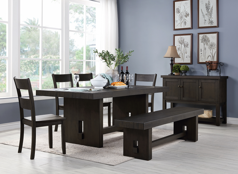 Haddie Distressed Walnut Dining Table - Ideal Furniture (Fresno,CA)