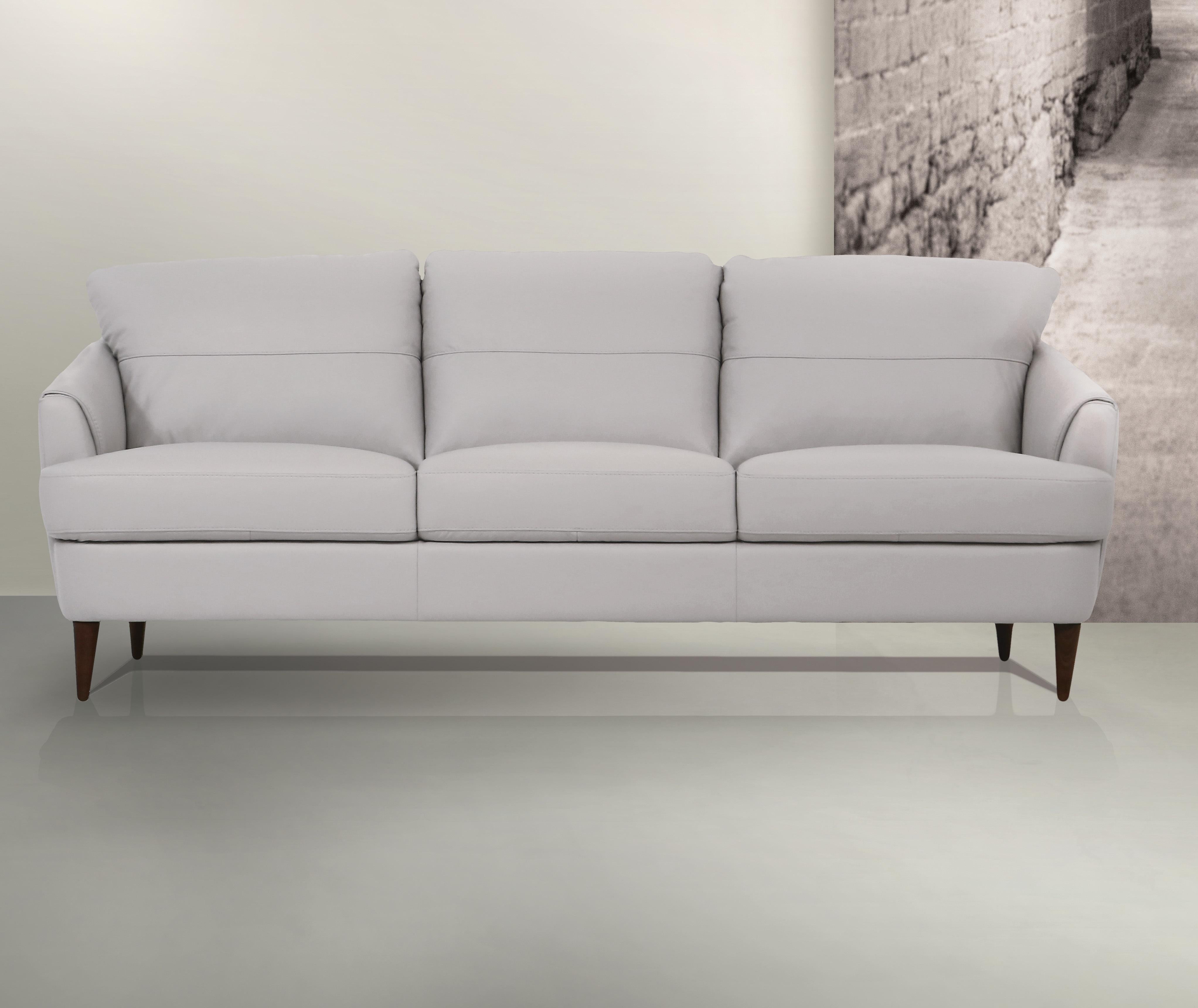 Helena Pearl Gray Leather Sofa - Ideal Furniture (Fresno,CA)