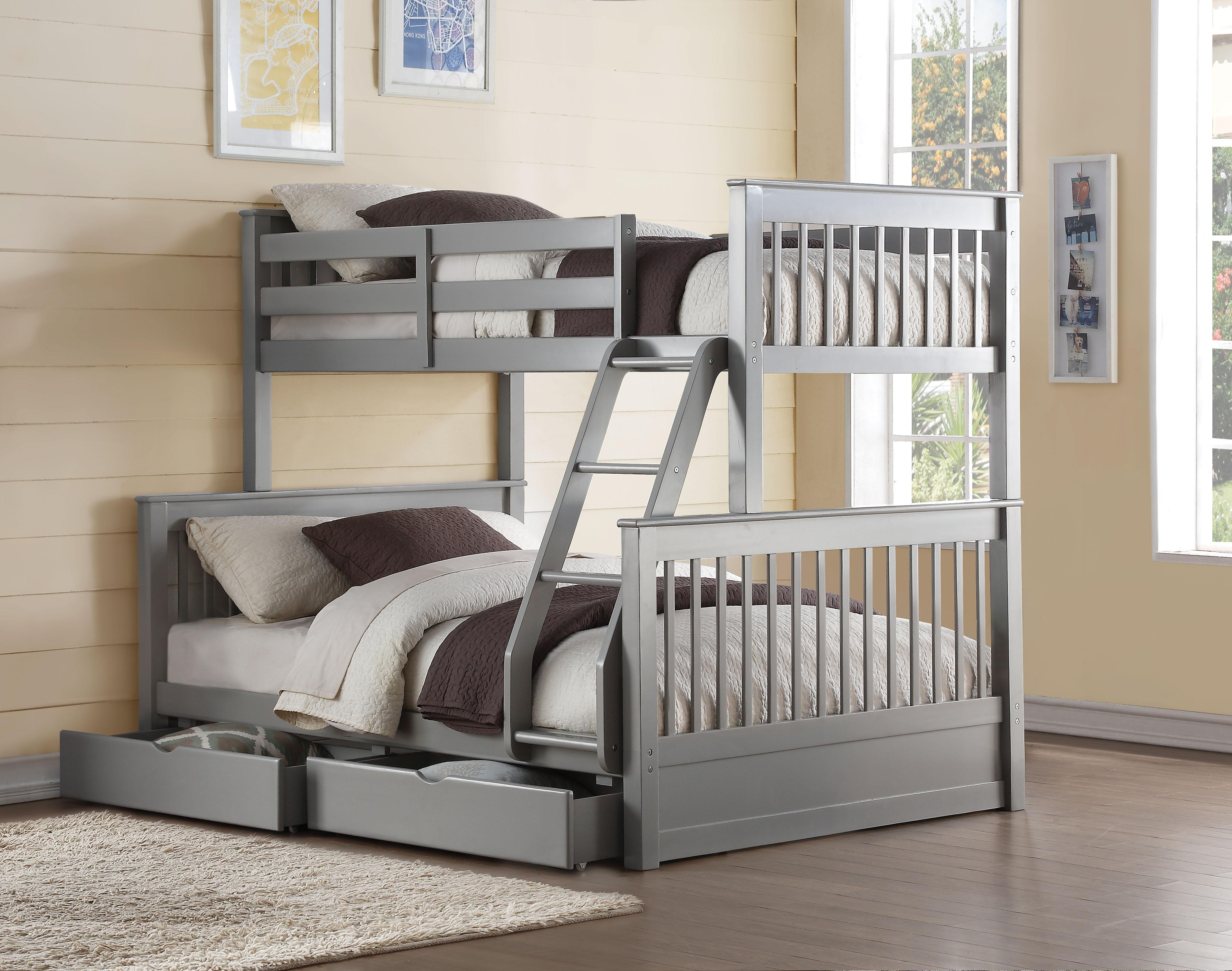 Haley II Gray Bunk Bed (Twin/Full) - Ideal Furniture (Fresno,CA)