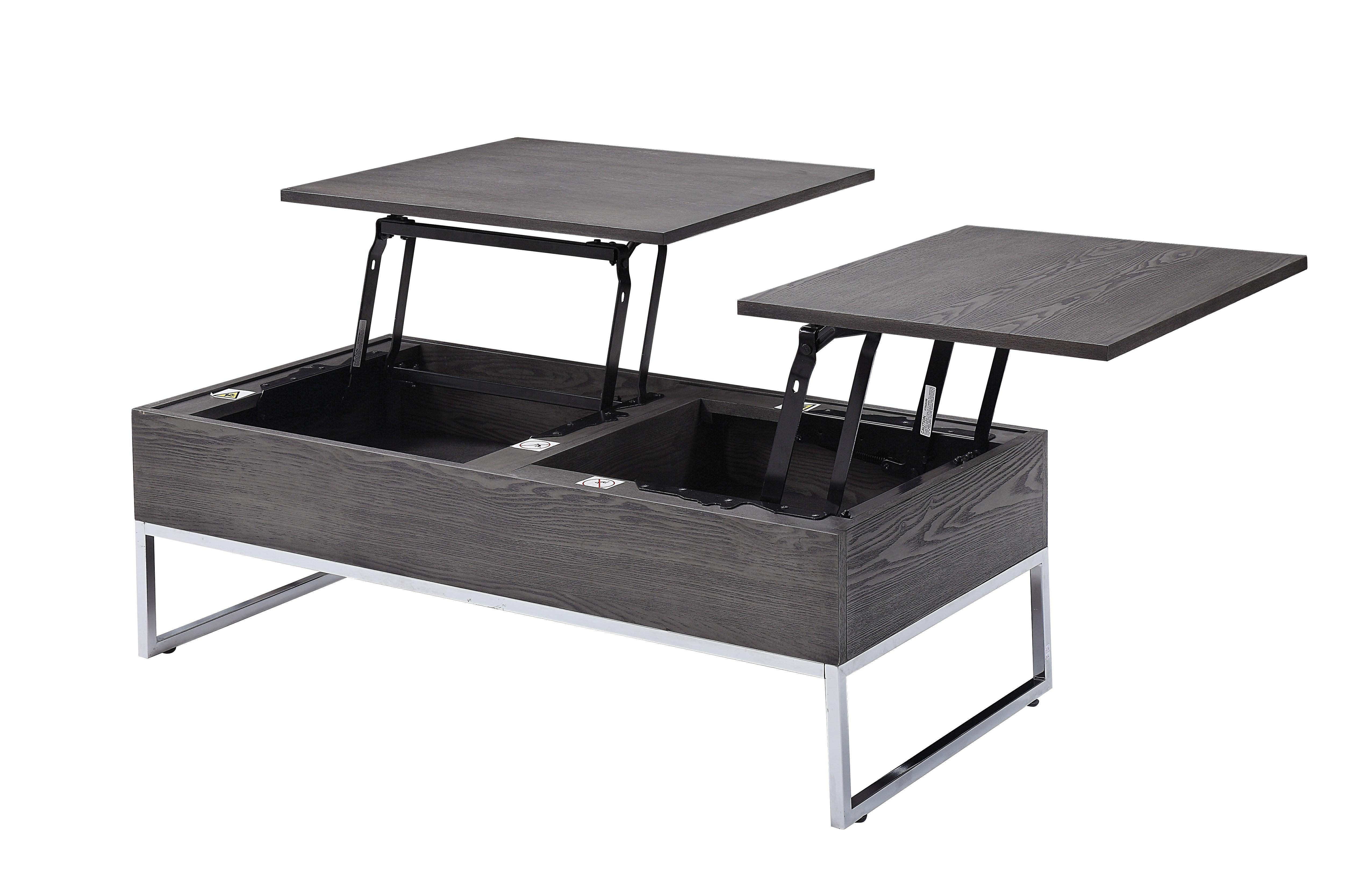 Iban Gray Oak & Chrome Coffee Table - Ideal Furniture (Fresno,CA)