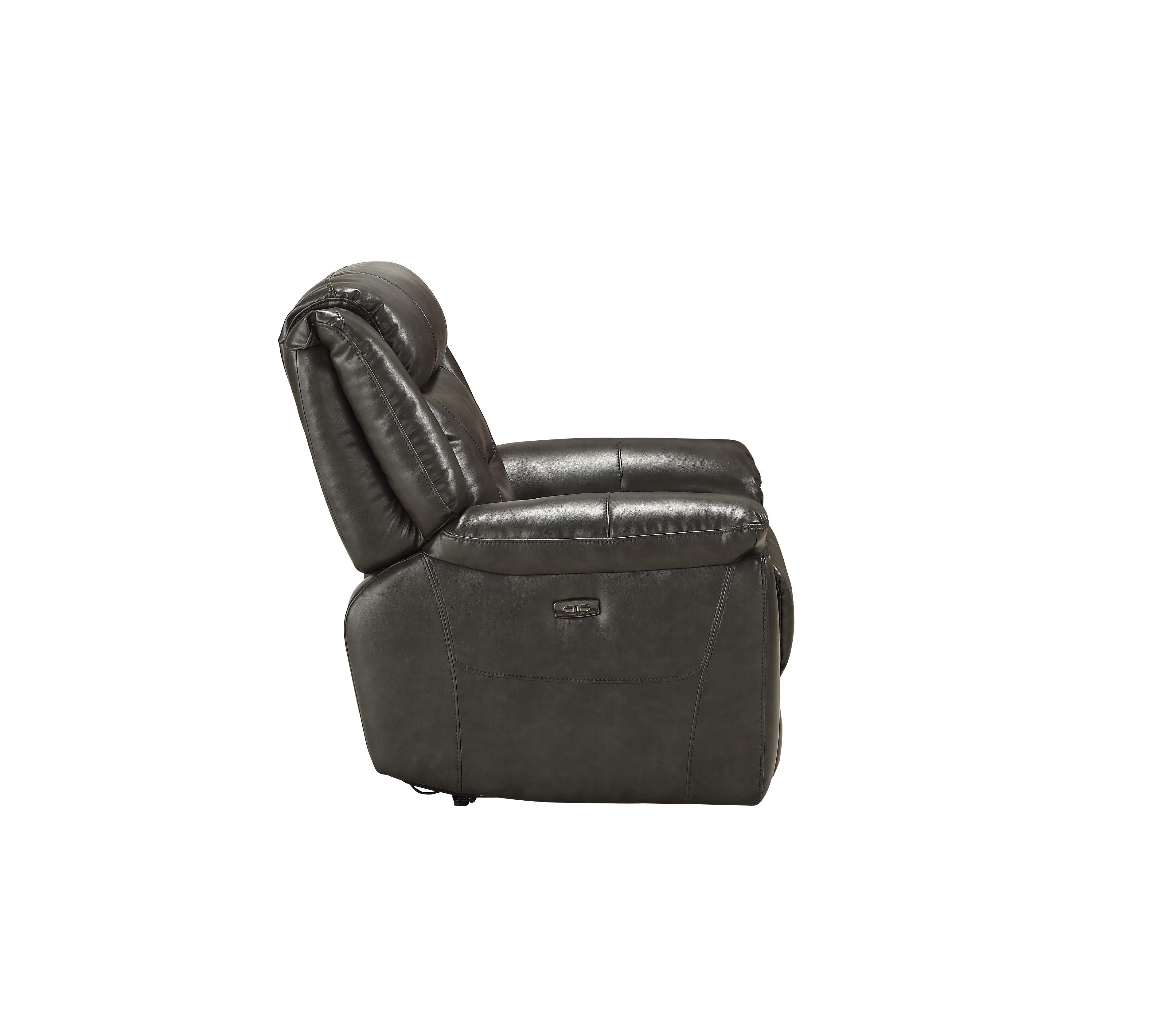 Imogen Gray Leather-Aire Recliner (Power Motion) - Ideal Furniture (Fresno,CA)