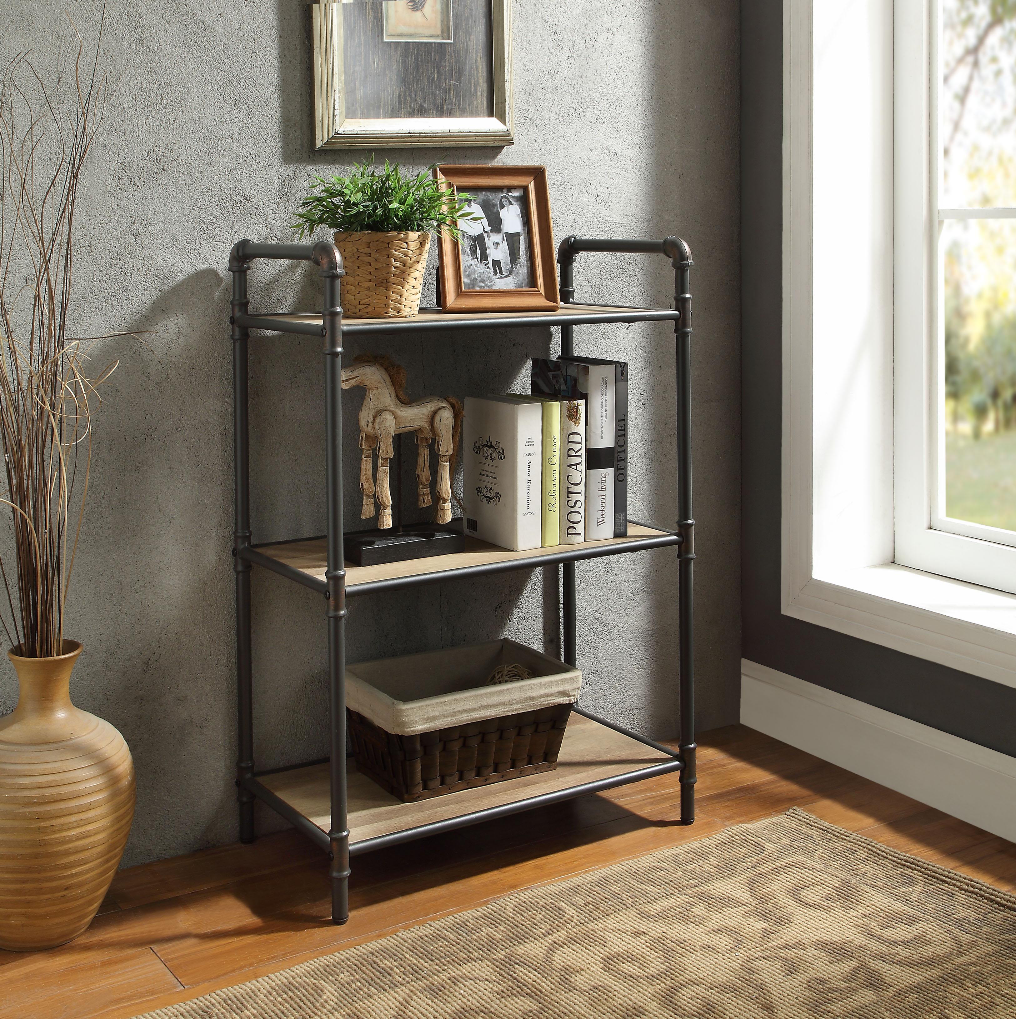 Itzel Antique Oak & Sandy Gray Bookshelf - Ideal Furniture (Fresno,CA)