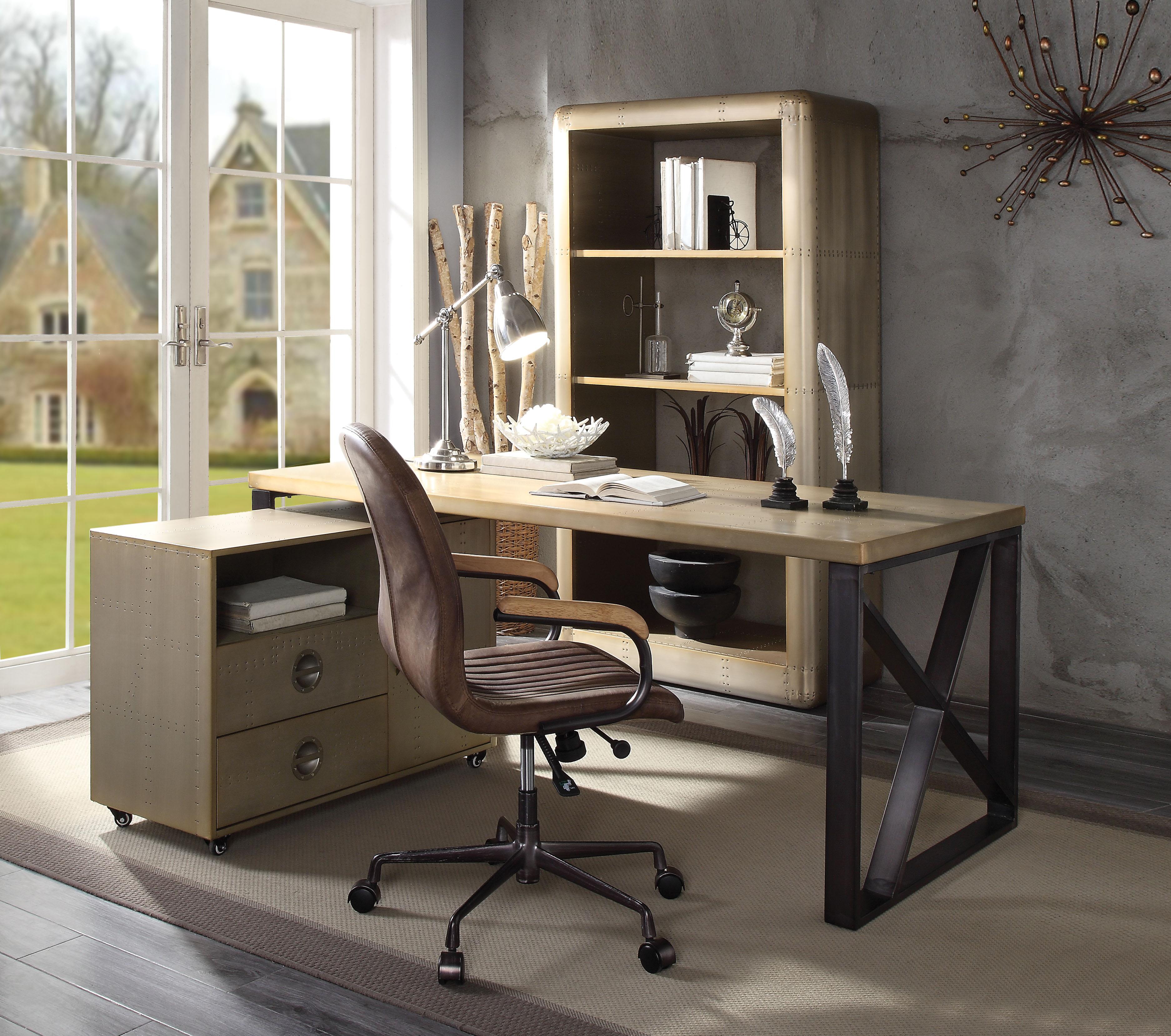 Jennavieve Gold Aluminum Desk - Ideal Furniture (Fresno,CA)
