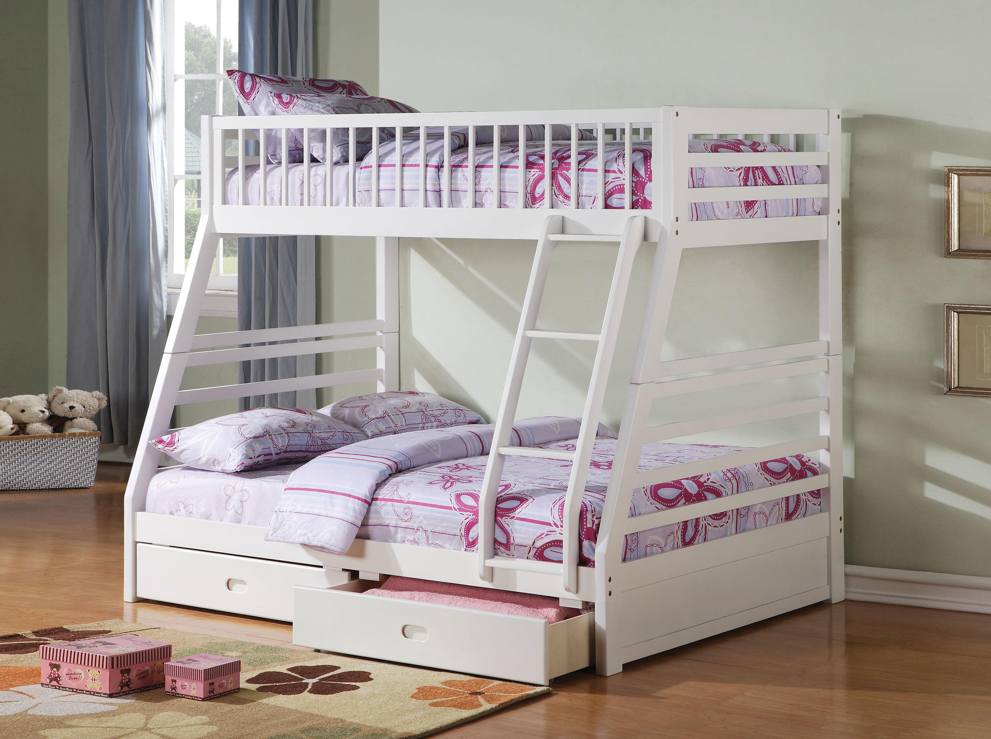 Jason White Bunk Bed (Twin/Full) - Ideal Furniture (Fresno,CA)