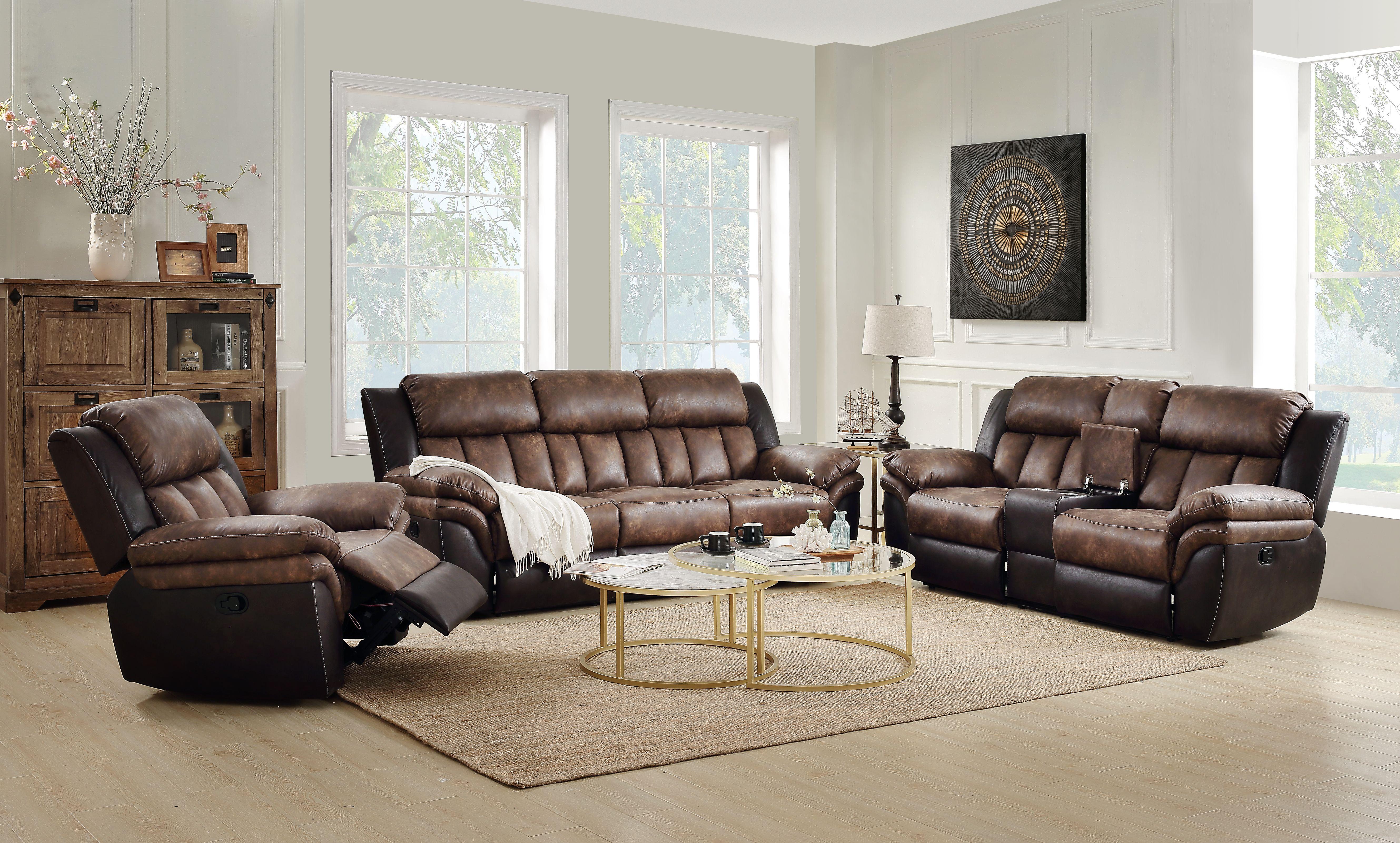 Jaylen Toffee & Espresso Polished Microfiber Sofa (Motion) - Ideal Furniture (Fresno,CA)