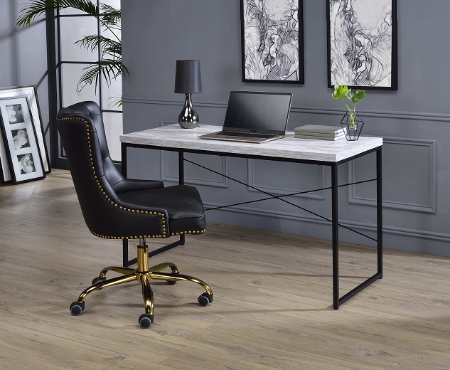 Jurgen Antique White & Black Desk - Ideal Furniture (Fresno,CA)