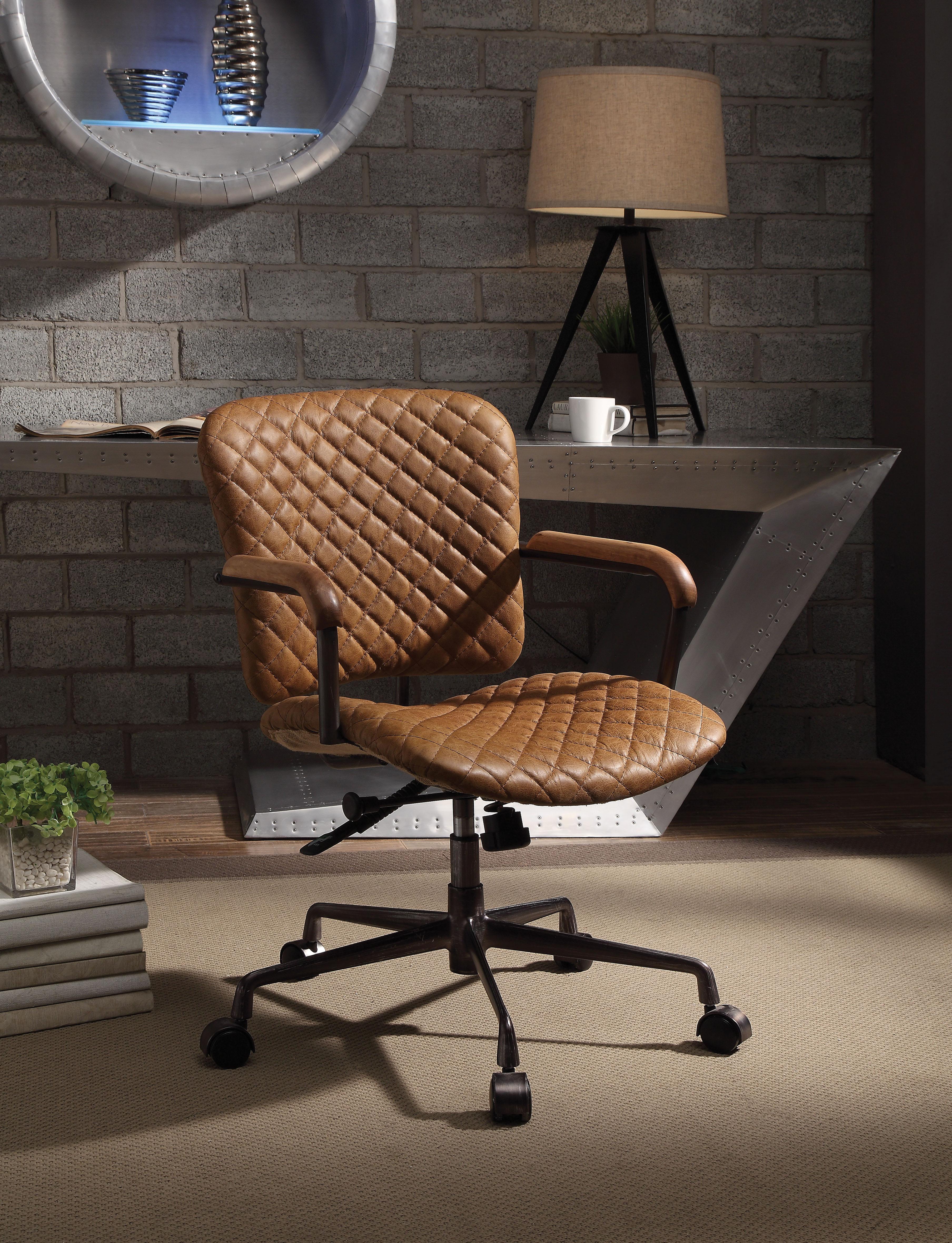 Josi Coffee Top Grain Leather Office Chair - Ideal Furniture (Fresno,CA)
