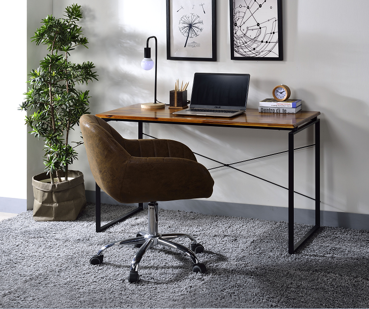 Jurgen Oak & Black Desk - Ideal Furniture (Fresno,CA)