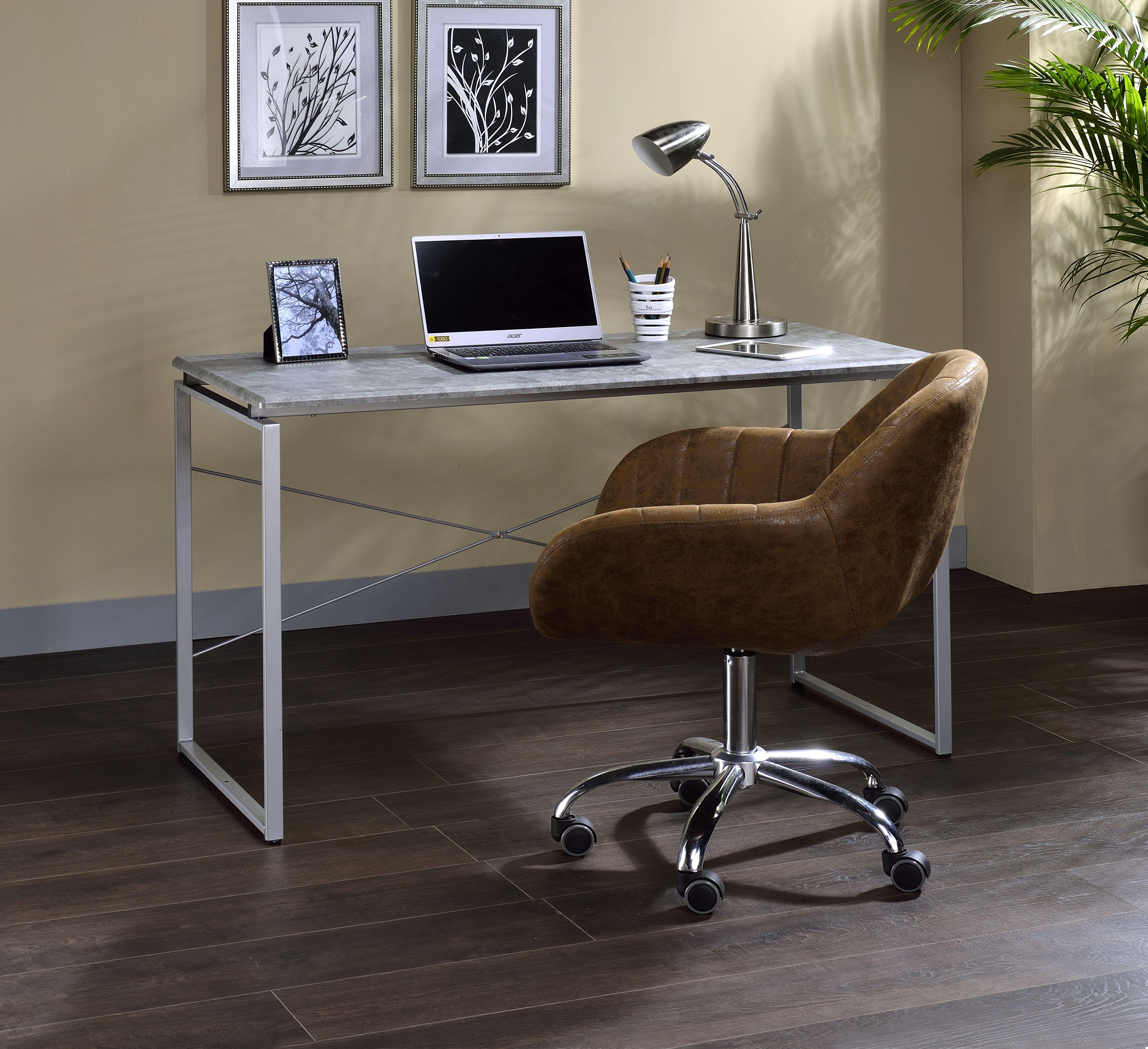 Jurgen Faux Concrete & Silver Desk - Ideal Furniture (Fresno,CA)