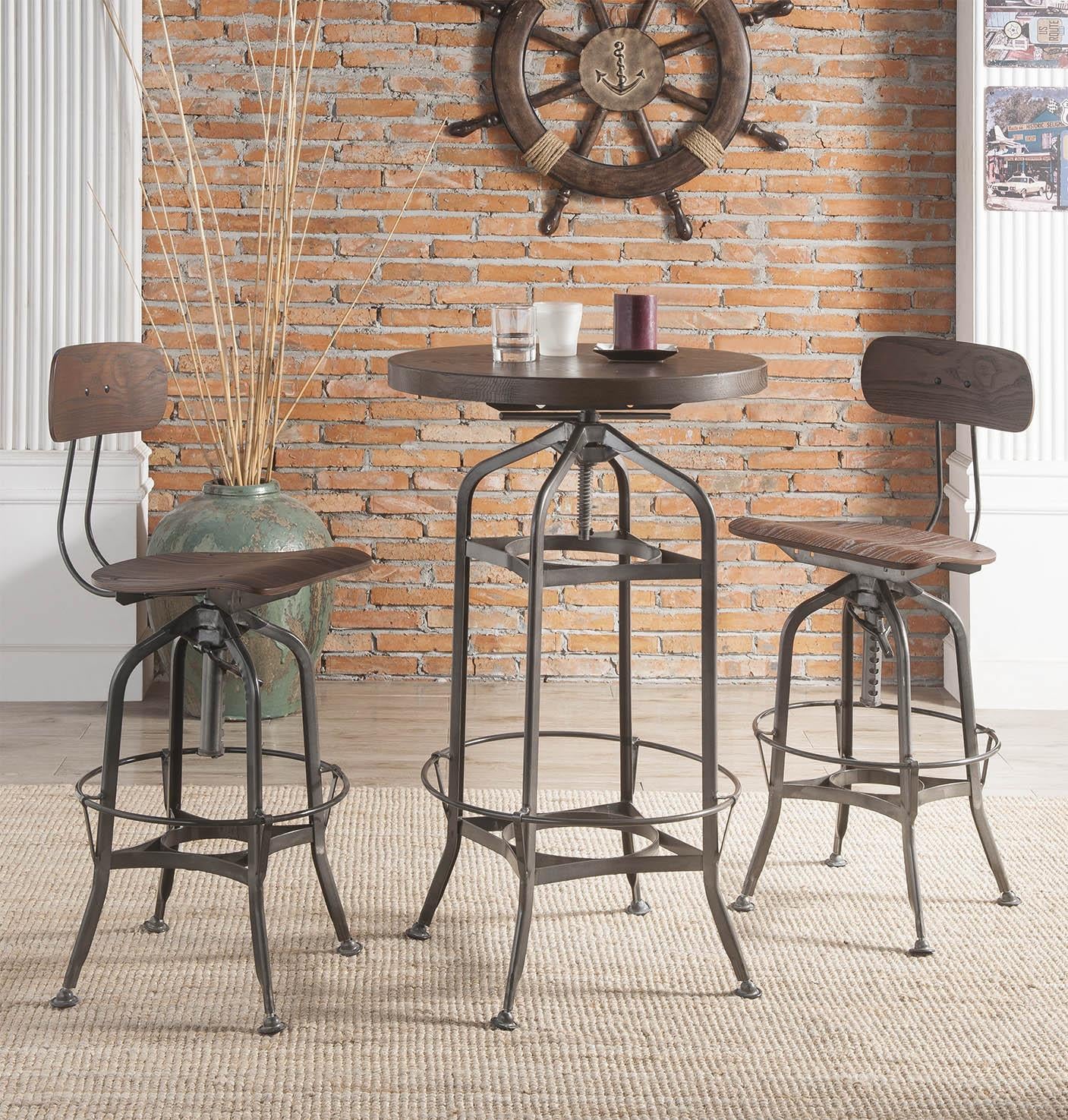 Kaeso Walnut & Gunmetal Bar Table - Ideal Furniture (Fresno,CA)