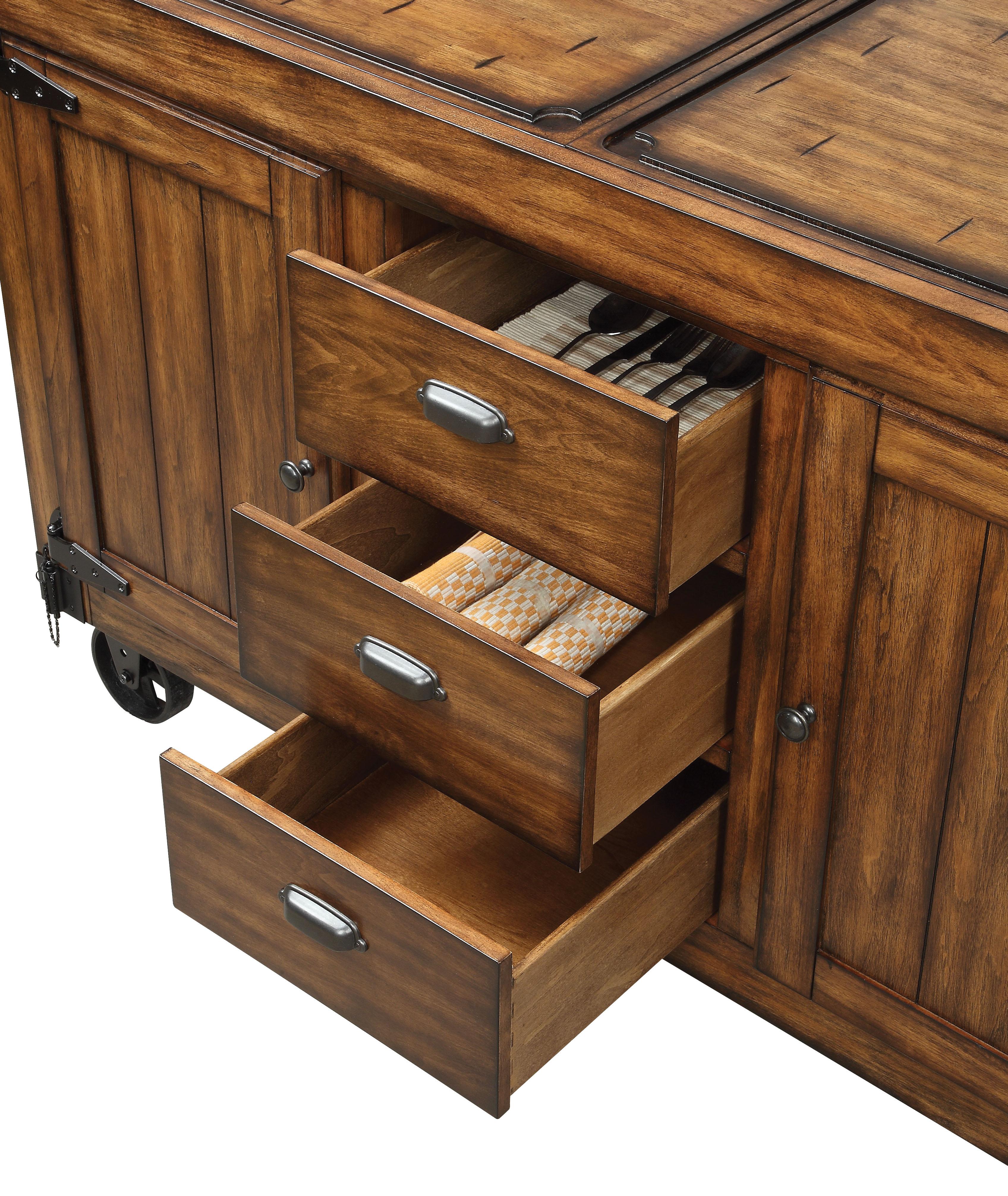 Kabili Antique Tobacco Kitchen Cart - Ideal Furniture (Fresno,CA)