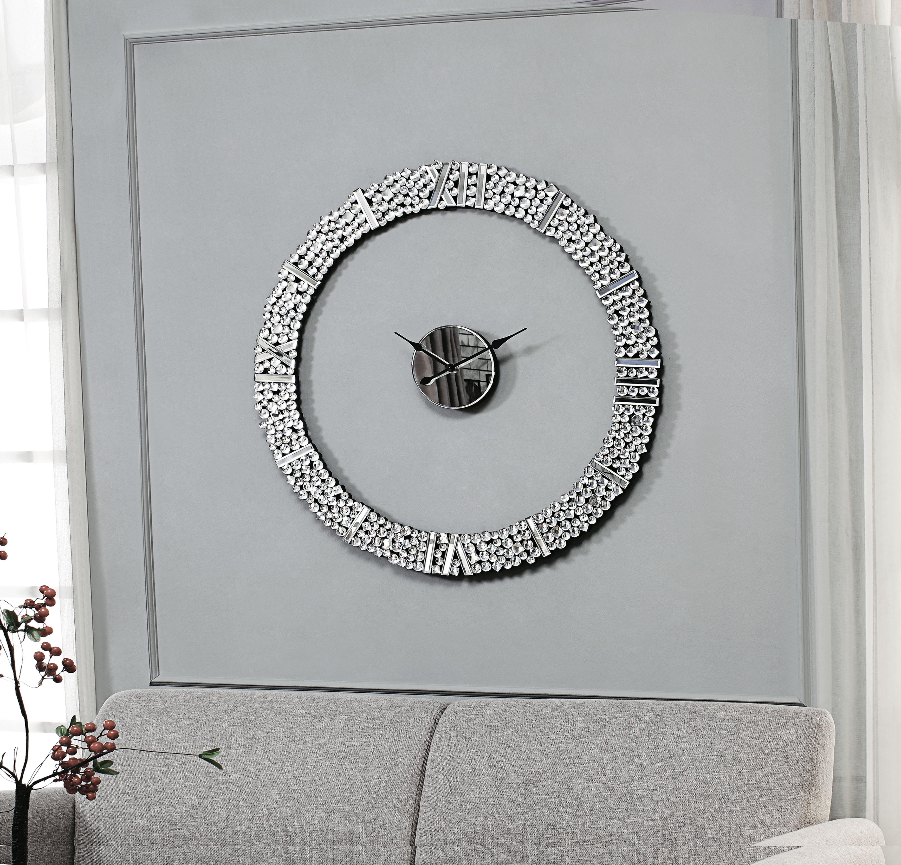 Kachina Mirrored & Faux Gems Wall Clock - Ideal Furniture (Fresno,CA)
