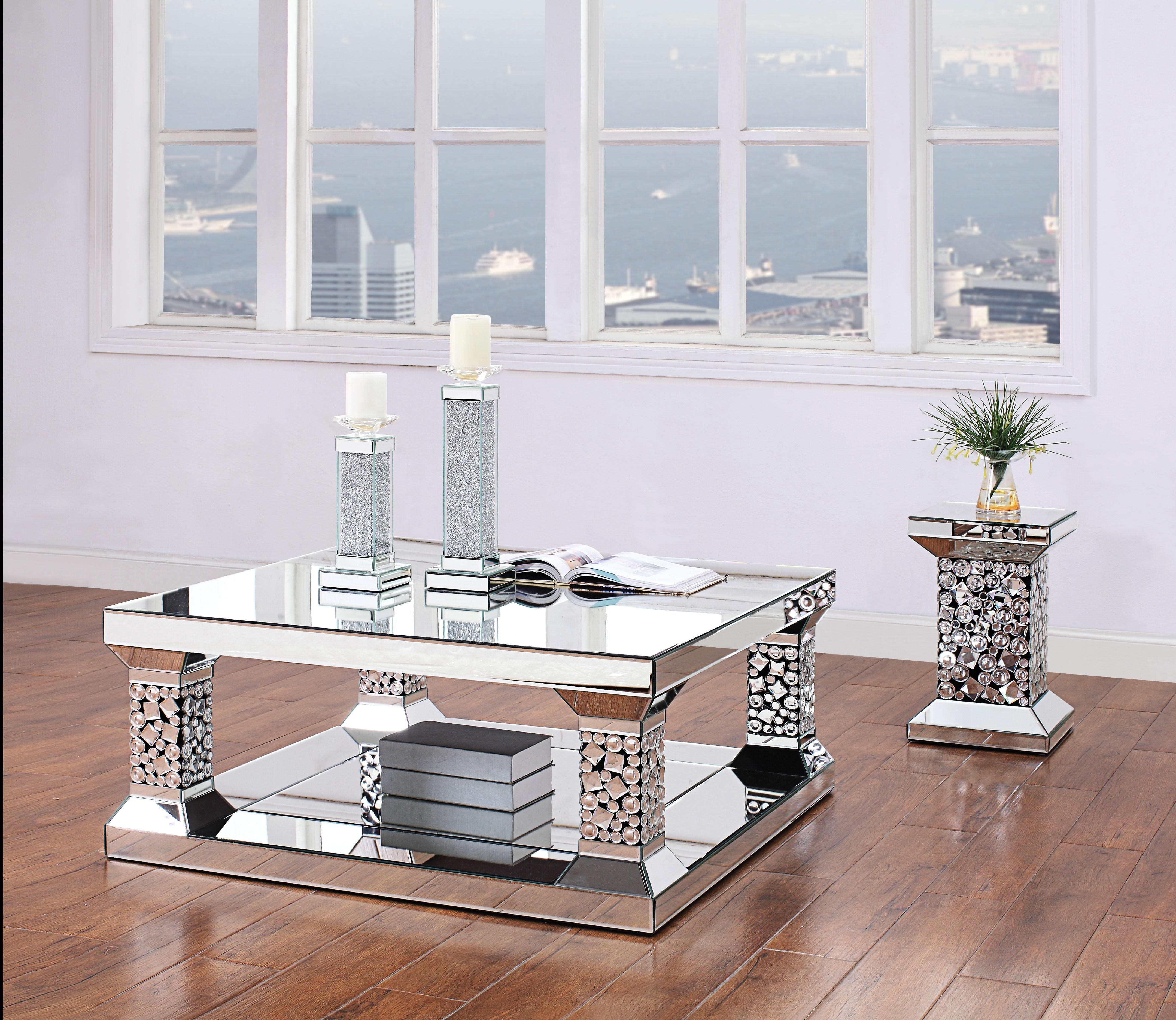 Kachina Mirrored & Faux Gems Coffee Table - Ideal Furniture (Fresno,CA)