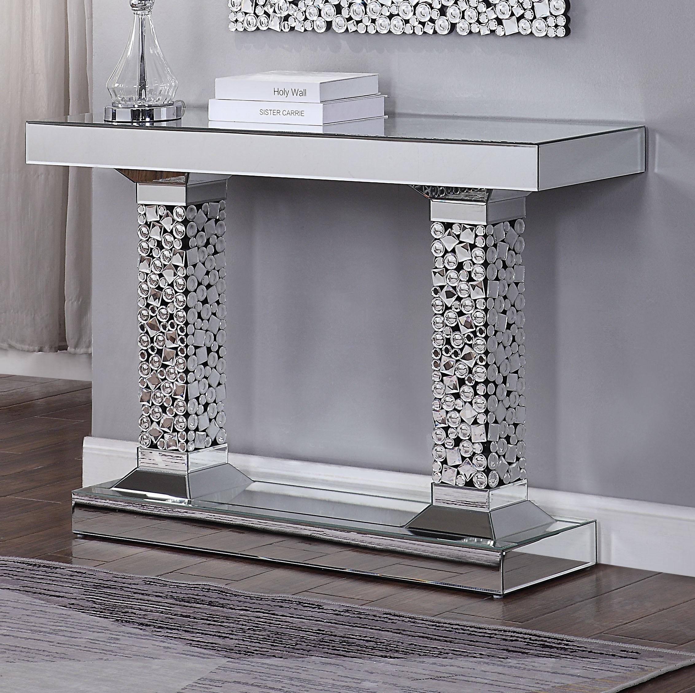 Kachina Mirrored & Faux Gems Console Table - Ideal Furniture (Fresno,CA)