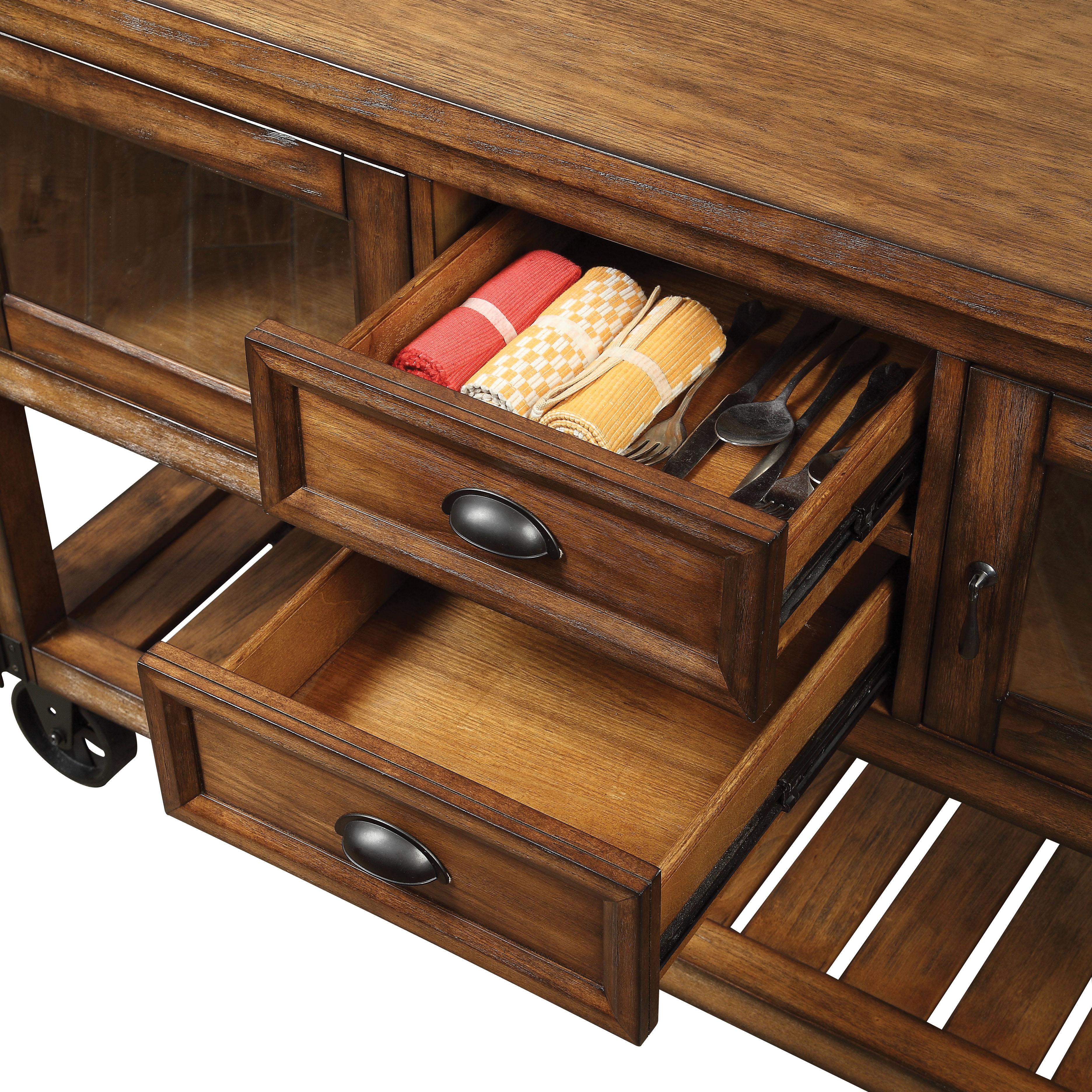 Kadri Distressed Chestnut Kitchen Cart - Ideal Furniture (Fresno,CA)