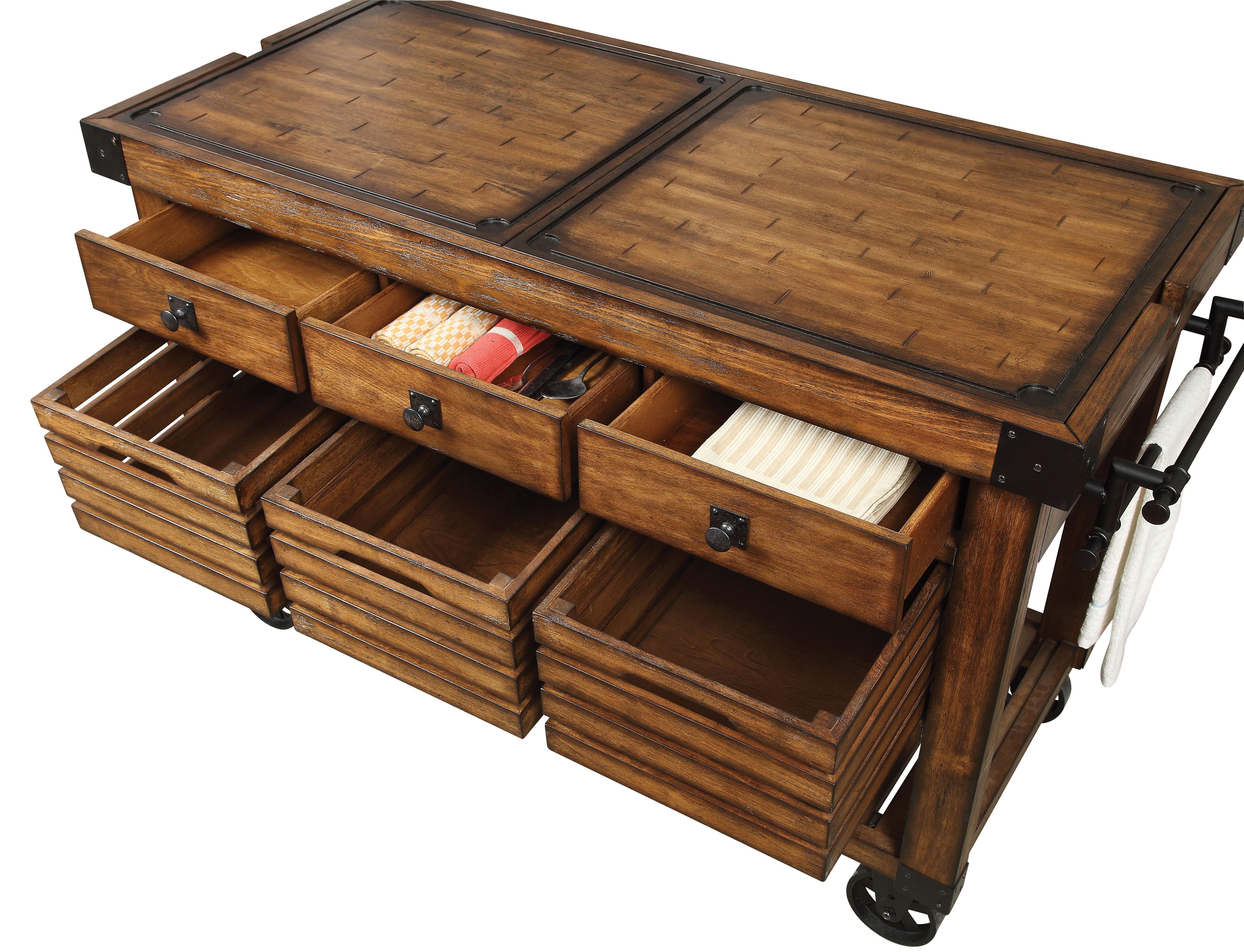 Kaif Distressed Chestnut Kitchen Cart - Ideal Furniture (Fresno,CA)