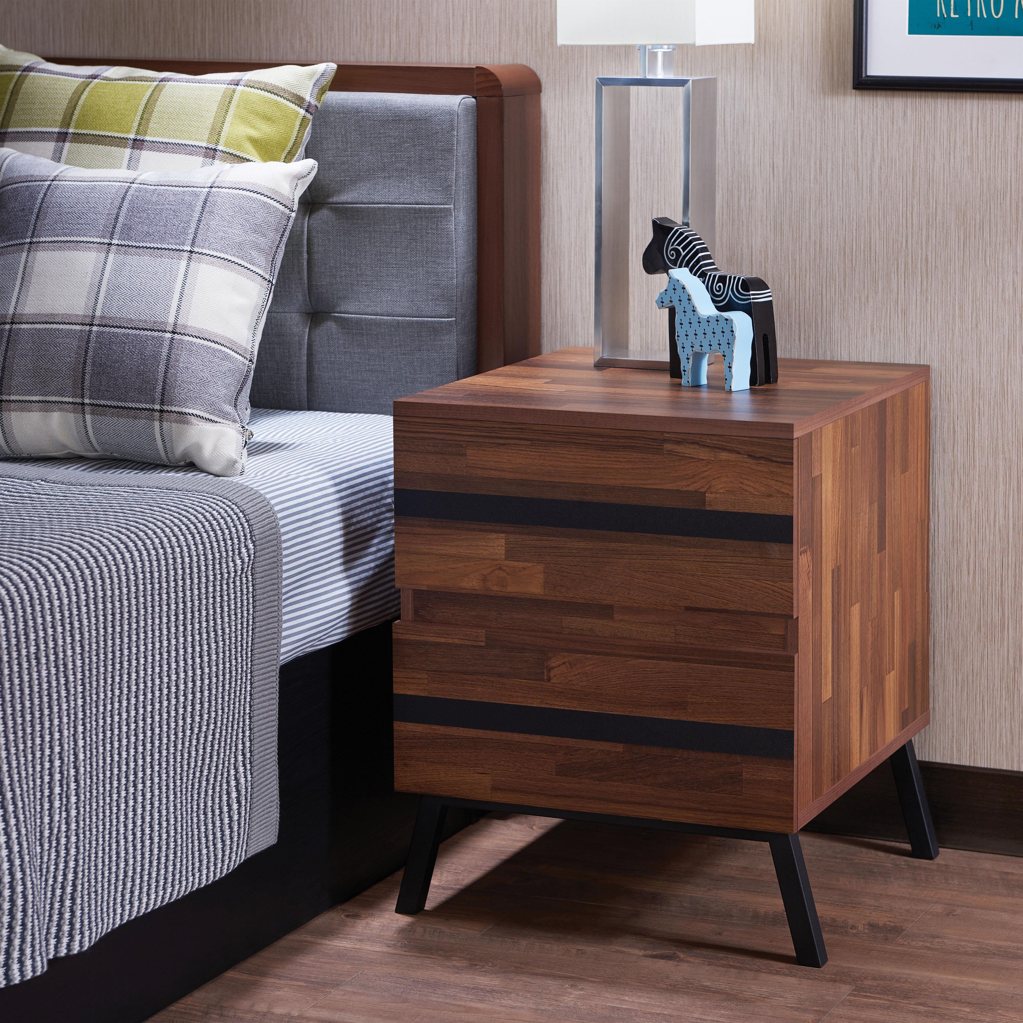 Karine Walnut & Black End Table - Ideal Furniture (Fresno,CA)