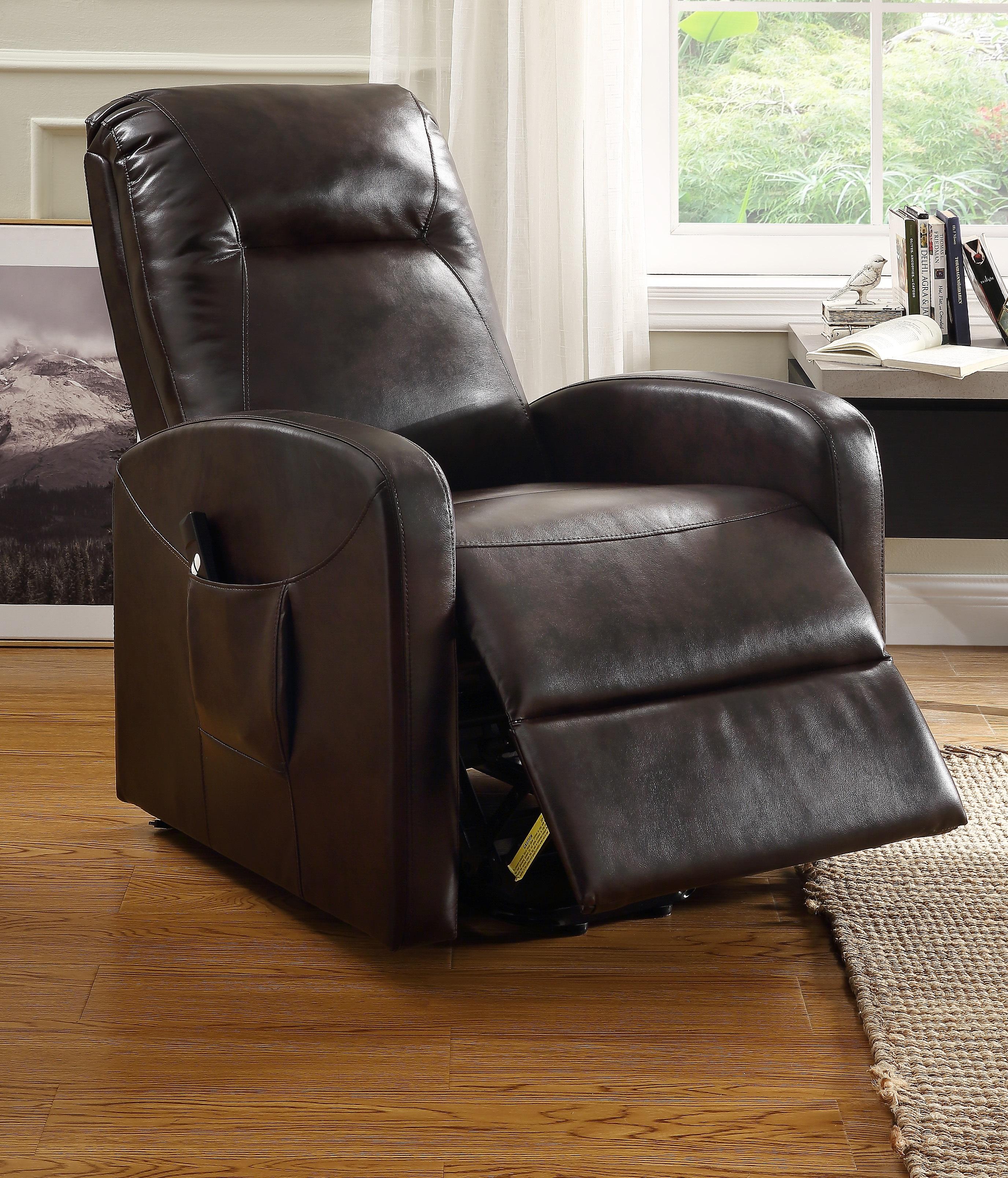 Kasia Espresso PU Recliner w/Power Lift - Ideal Furniture (Fresno,CA)