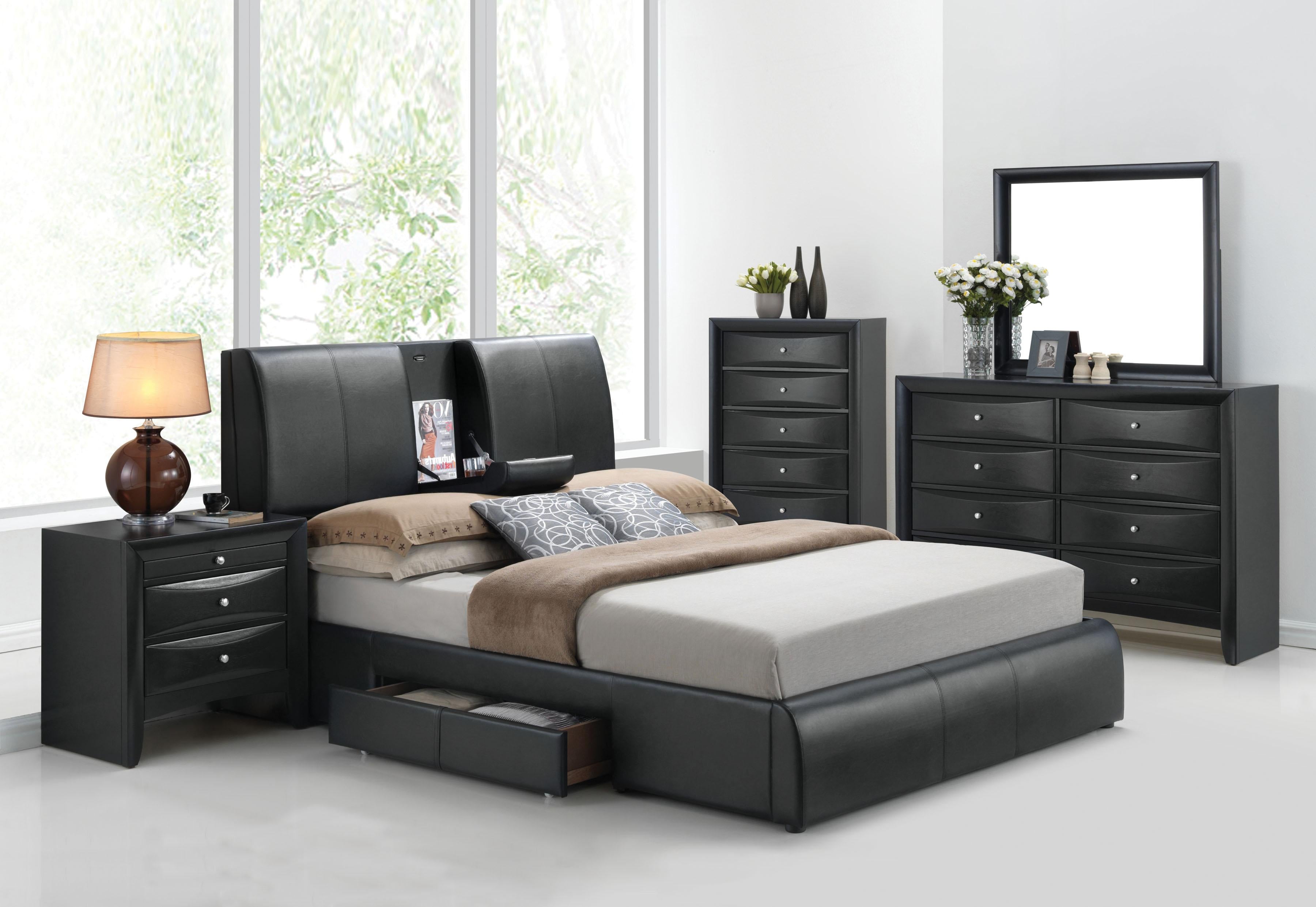 Kofi Black PU Eastern King Bed - Ideal Furniture (Fresno,CA)