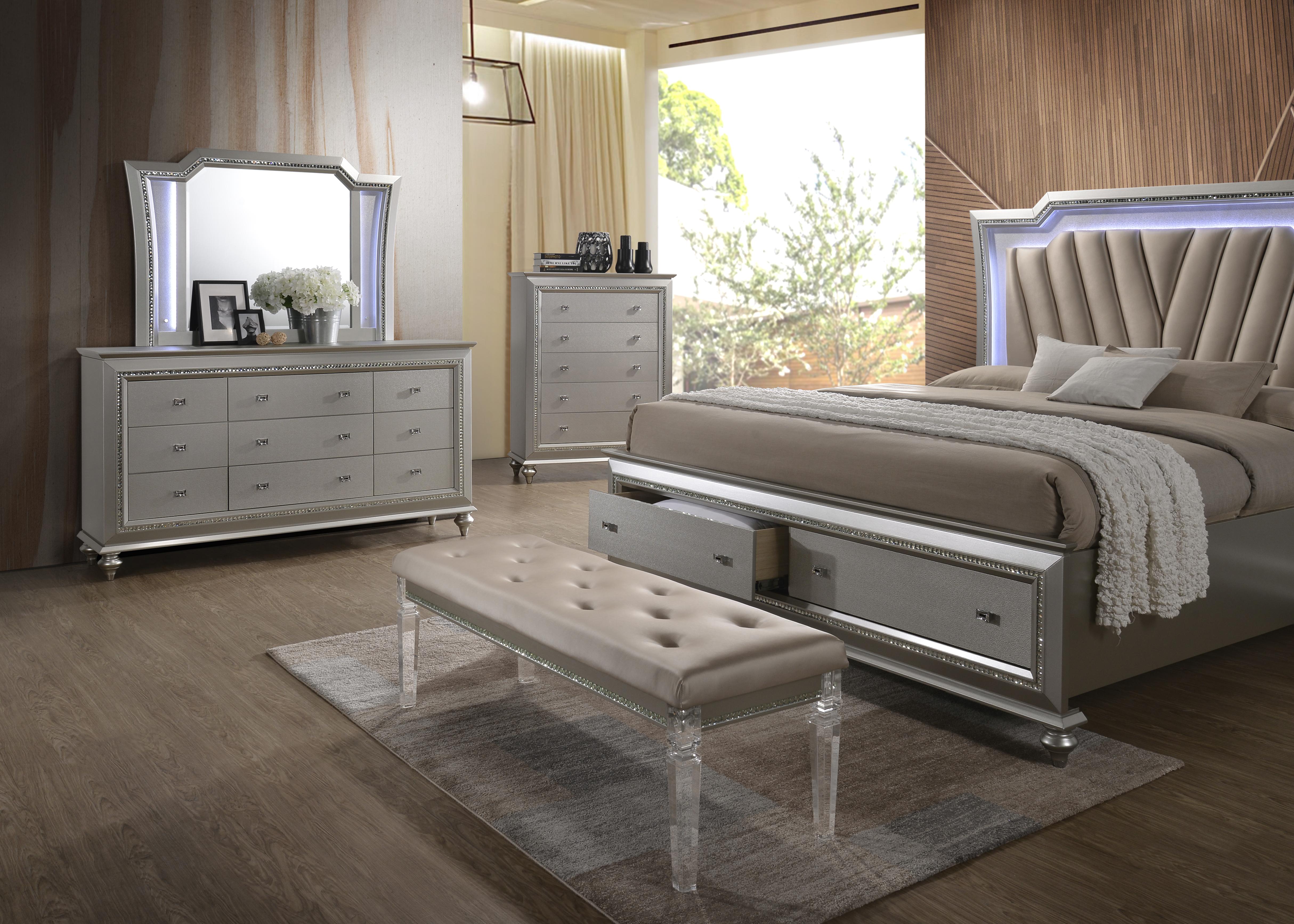 Kaitlyn PU & Clear Acrylic Bench - Ideal Furniture (Fresno,CA)