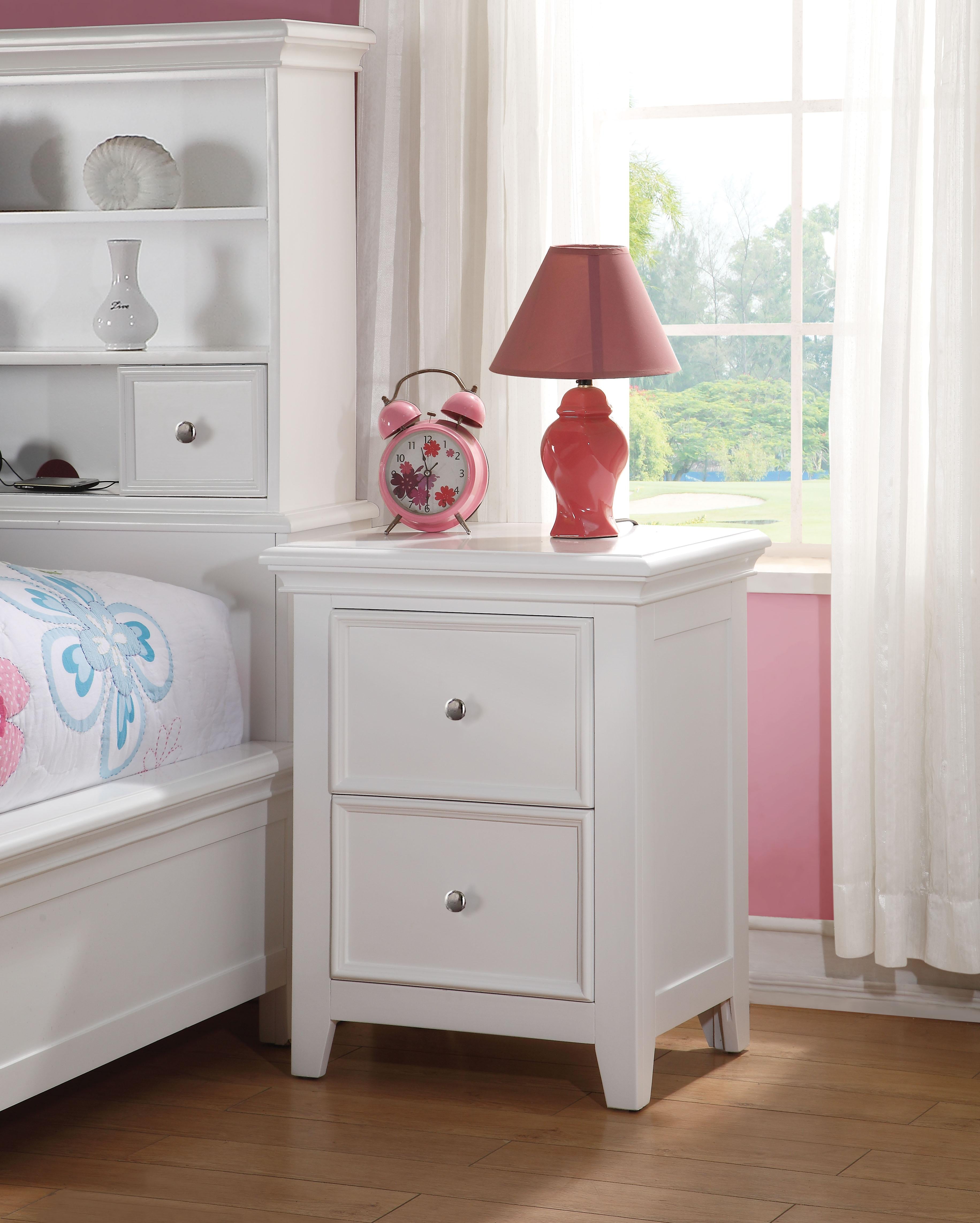 Lacey White Nightstand (2 DRAWERS) - Ideal Furniture (Fresno,CA)