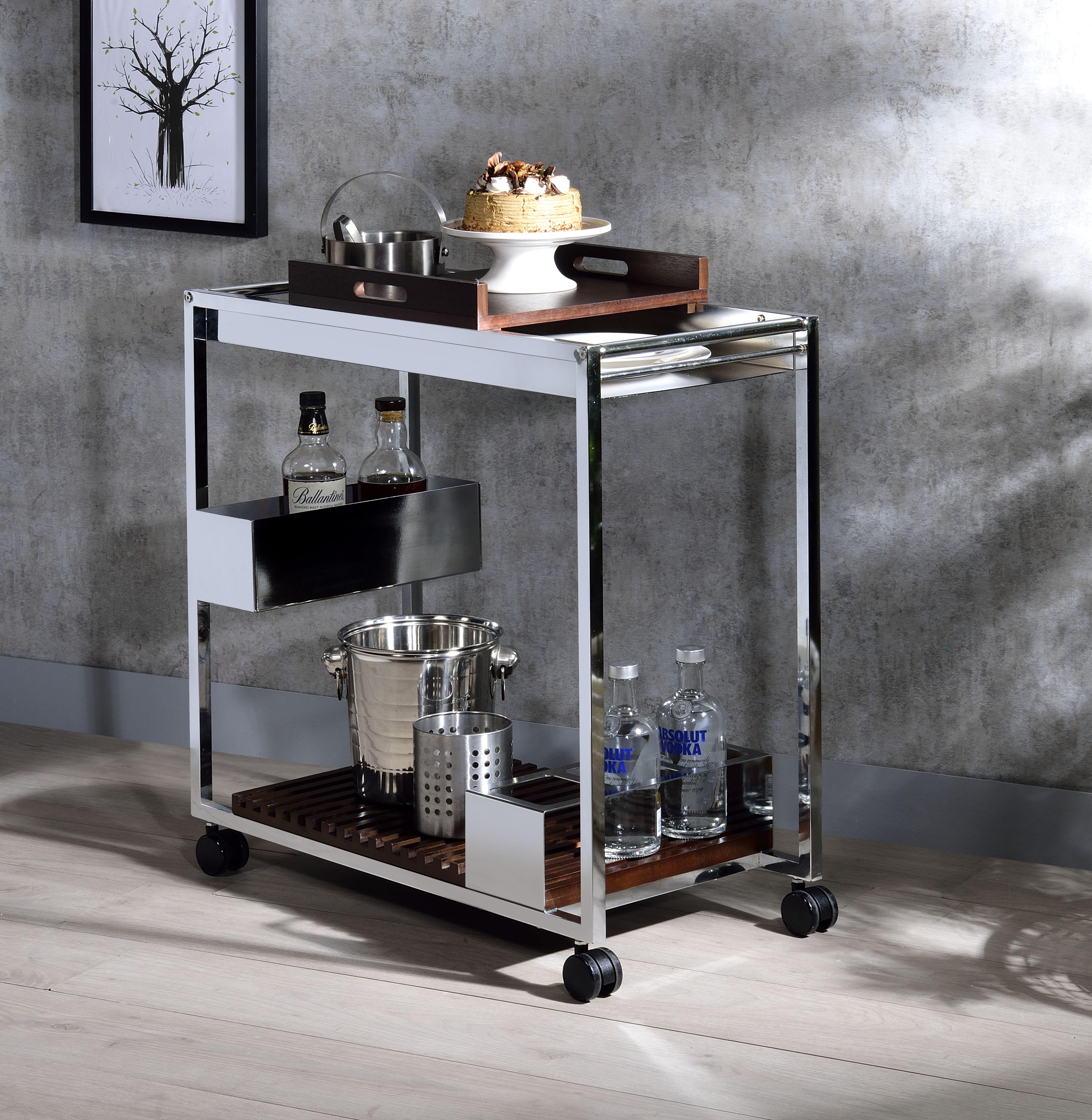 Lisses Chrome Serving Cart - Ideal Furniture (Fresno,CA)