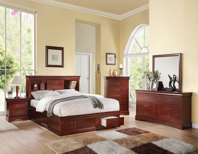 Louis Philippe III Cherry Queen Bed - Ideal Furniture (Fresno,CA)
