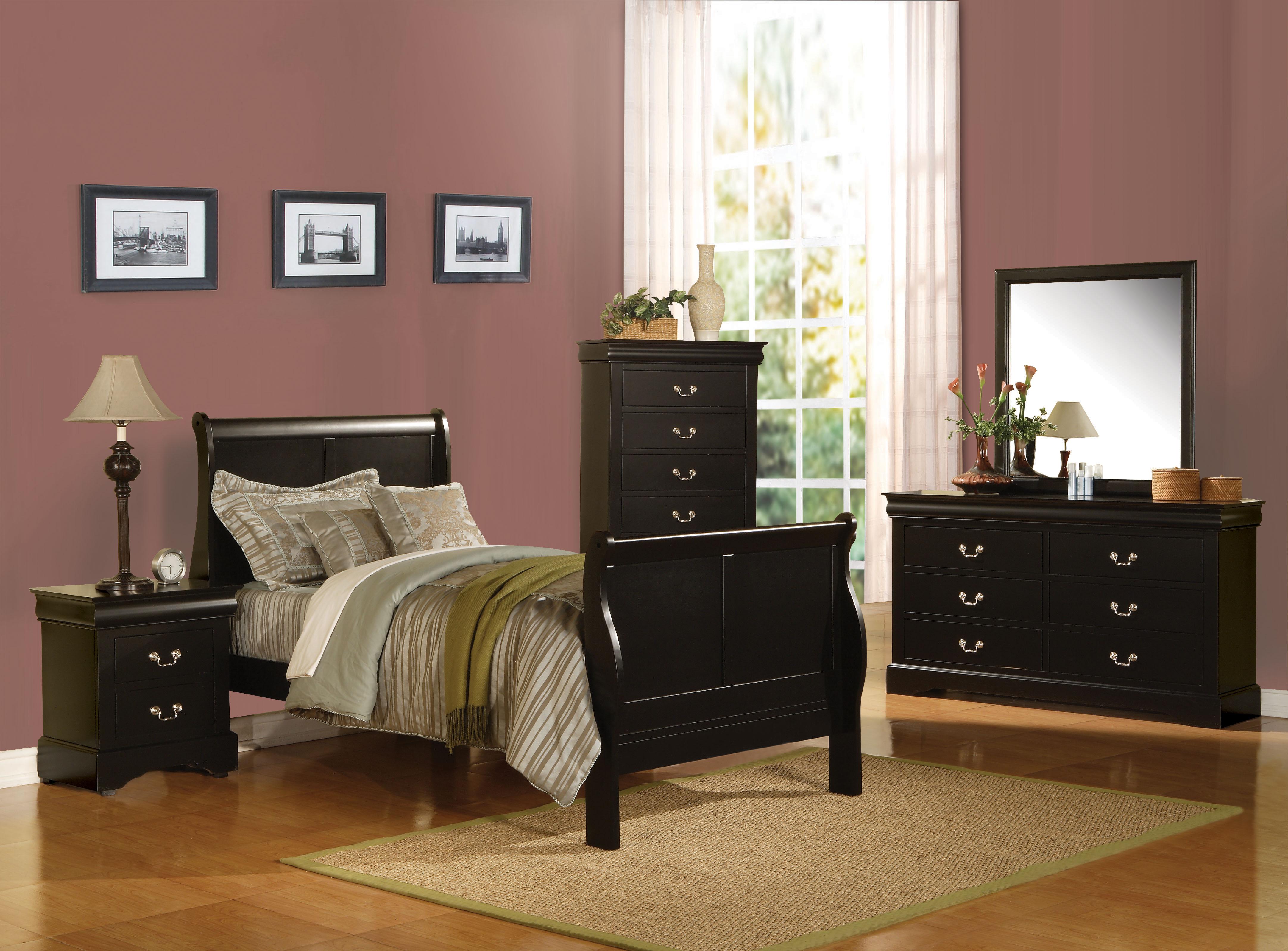 Louis Philippe III Black Twin Bed - Ideal Furniture (Fresno,CA)