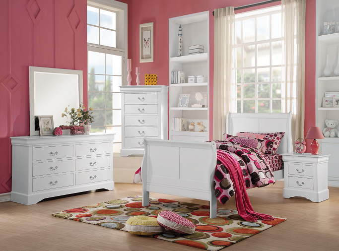 Louis Philippe III White Twin Bed - Ideal Furniture (Fresno,CA)