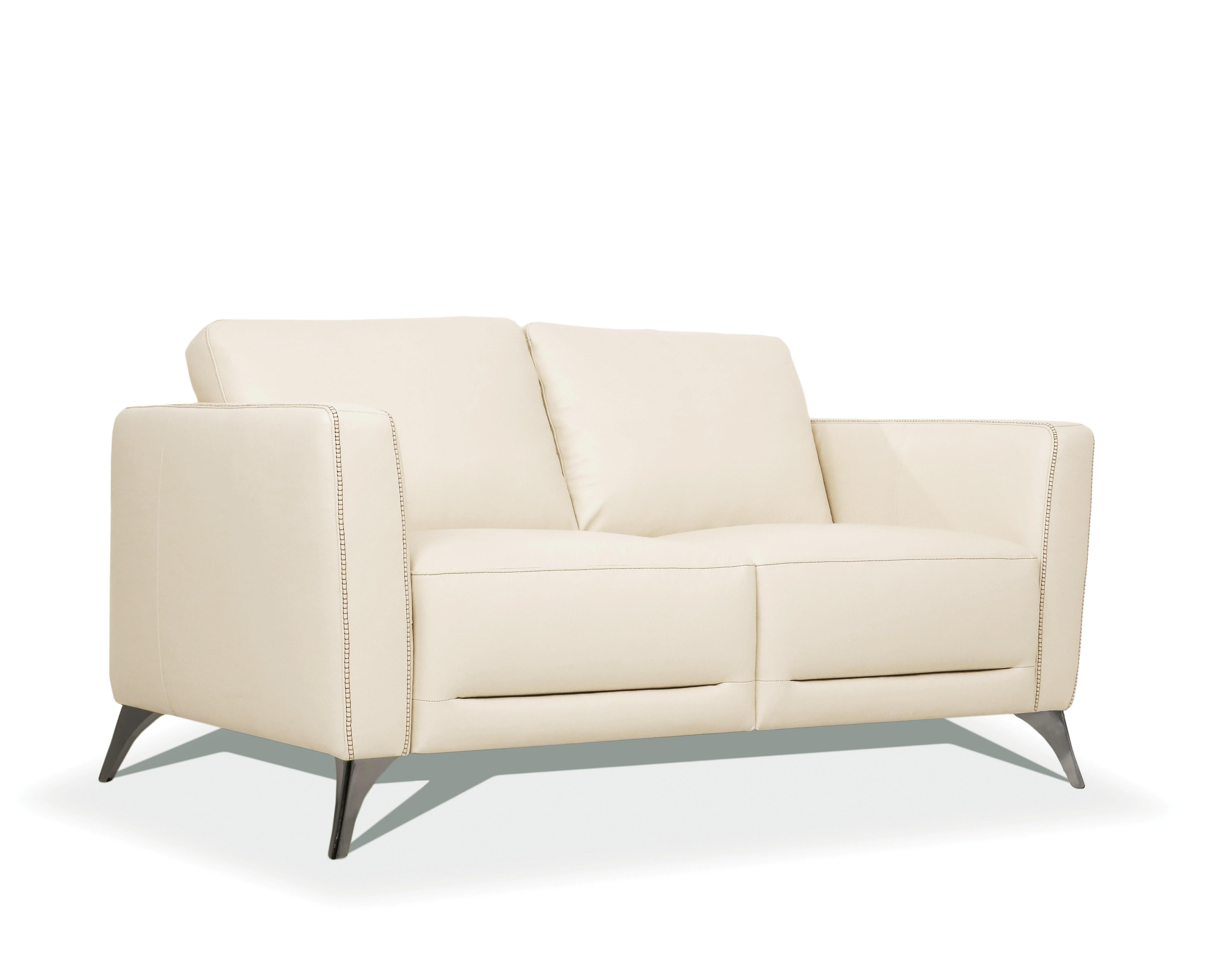 Malaga Cream Leather Loveseat - Ideal Furniture (Fresno,CA)