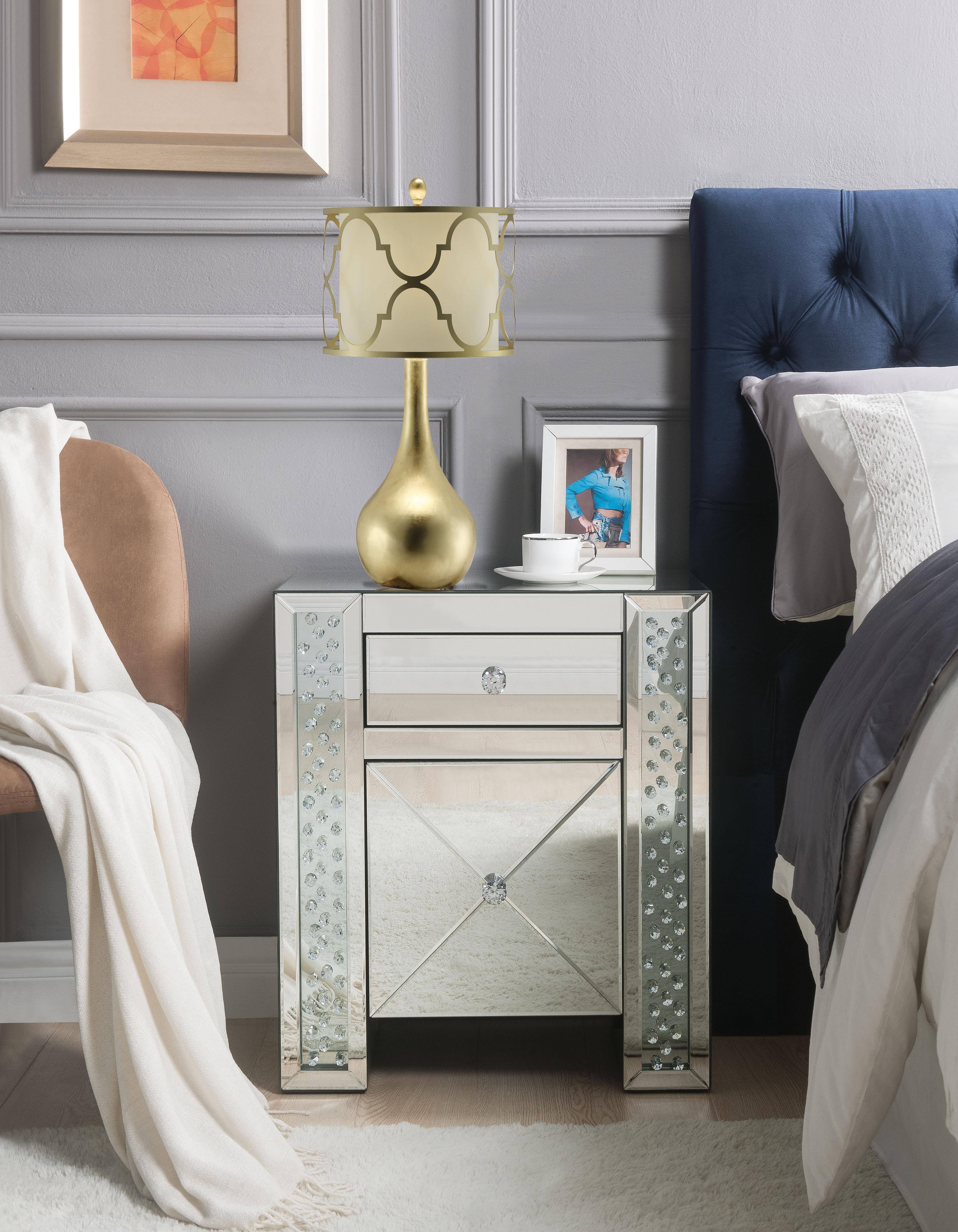 Maisha Mirrored & Faux Crystals Accent Table - Ideal Furniture (Fresno,CA)