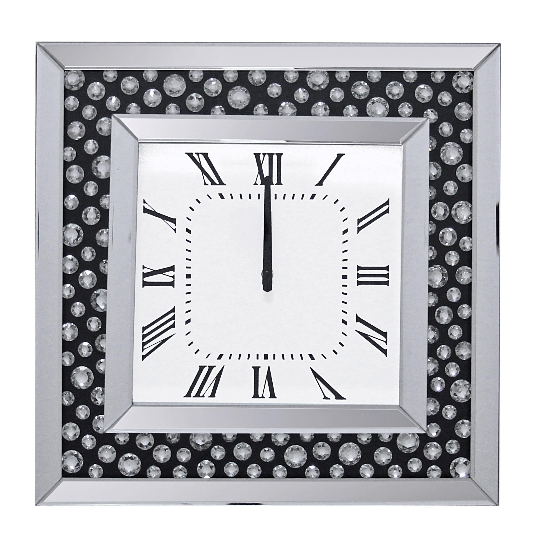 Marku Mirrored & Faux GemStones Wall Clock - Ideal Furniture (Fresno,CA)