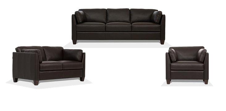 Matias Chocolate Leather 3-Piece Living Room Set - Ideal Furniture (Fresno,CA)