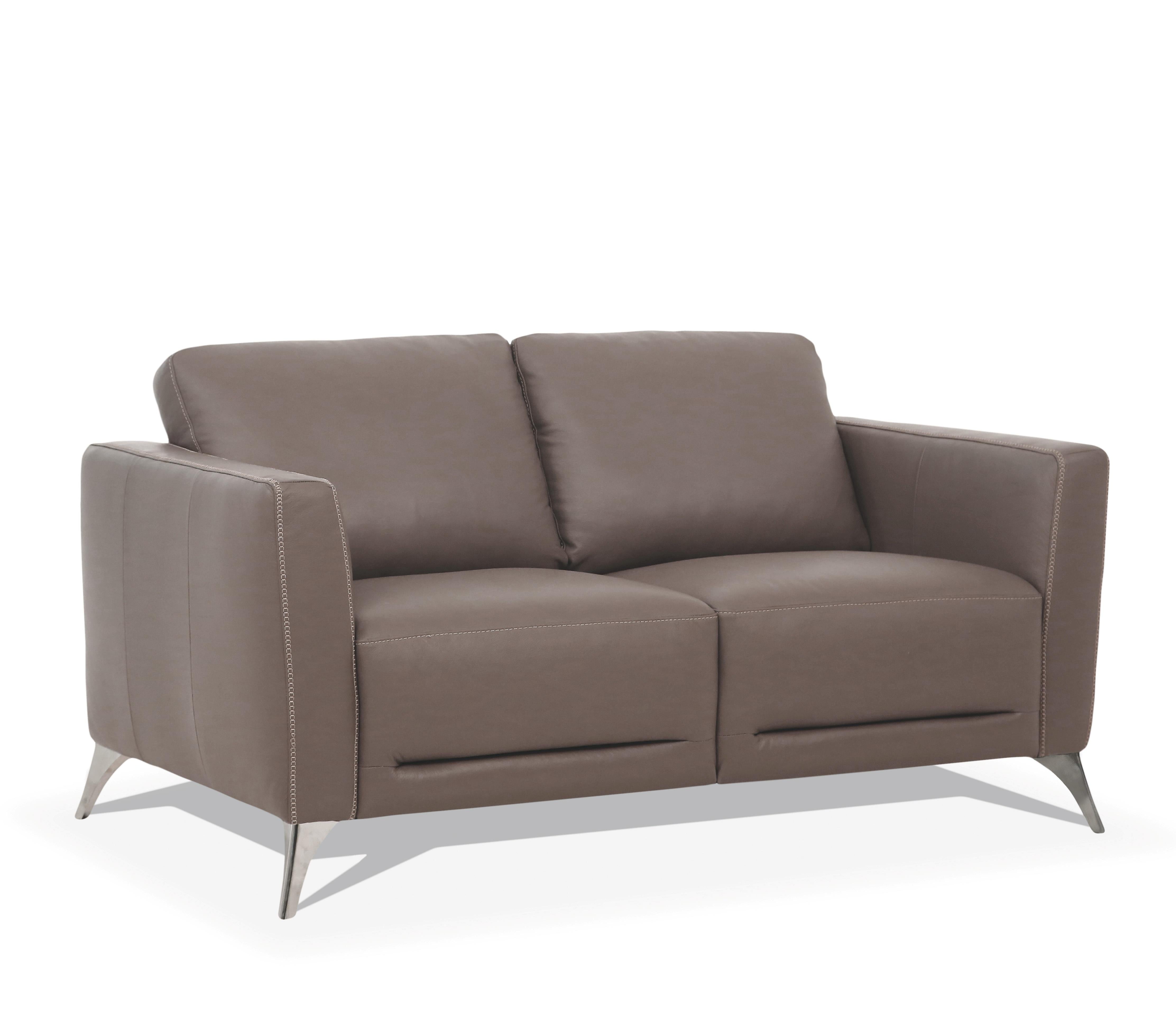 Malaga Taupe Leather Loveseat - Ideal Furniture (Fresno,CA)