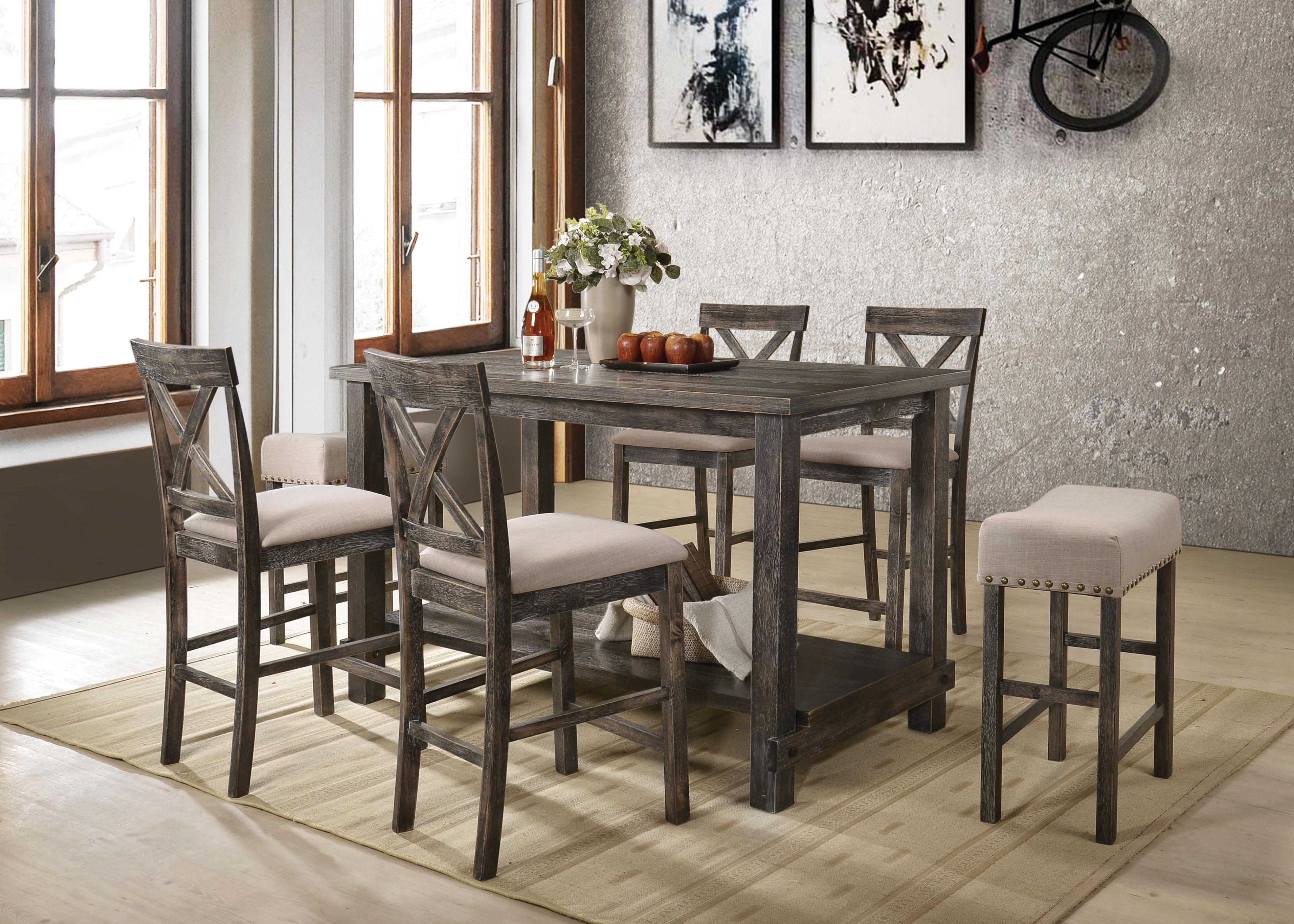 Martha II Weathered Gray Counter Height Table - Ideal Furniture (Fresno,CA)
