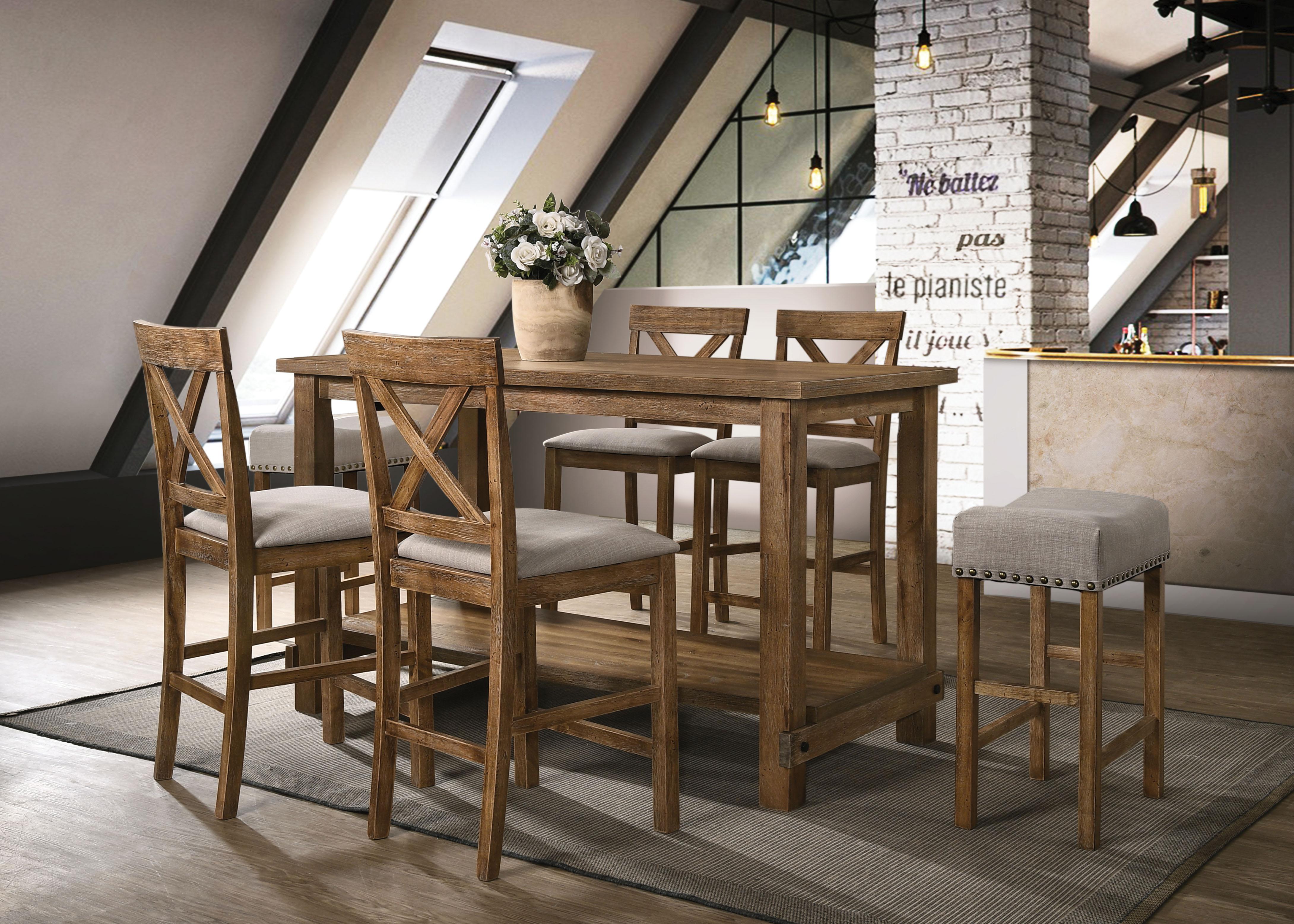 Martha II Weathered Oak Counter Height Table - Ideal Furniture (Fresno,CA)