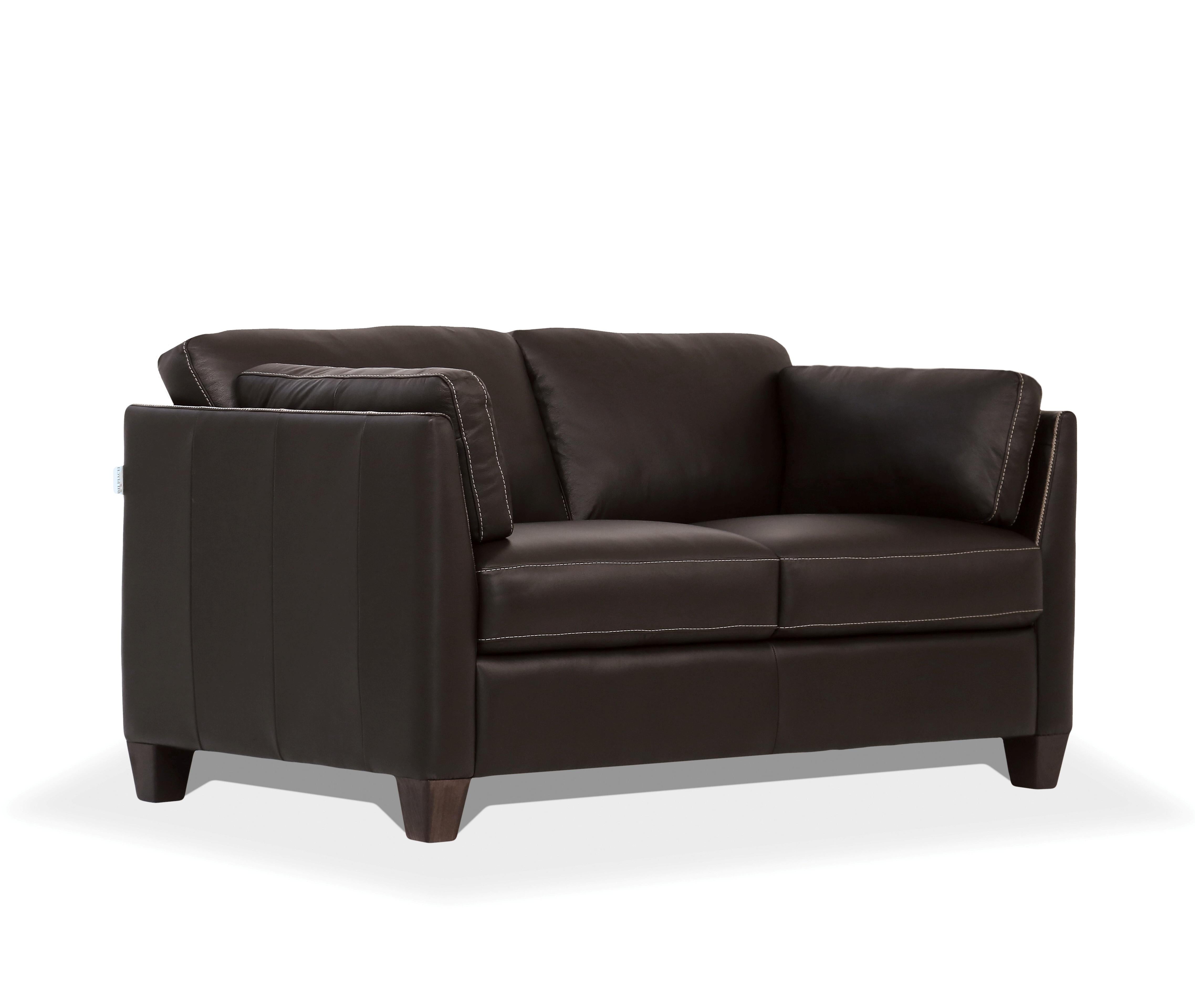 Matias Chocolate Leather Loveseat - Ideal Furniture (Fresno,CA)