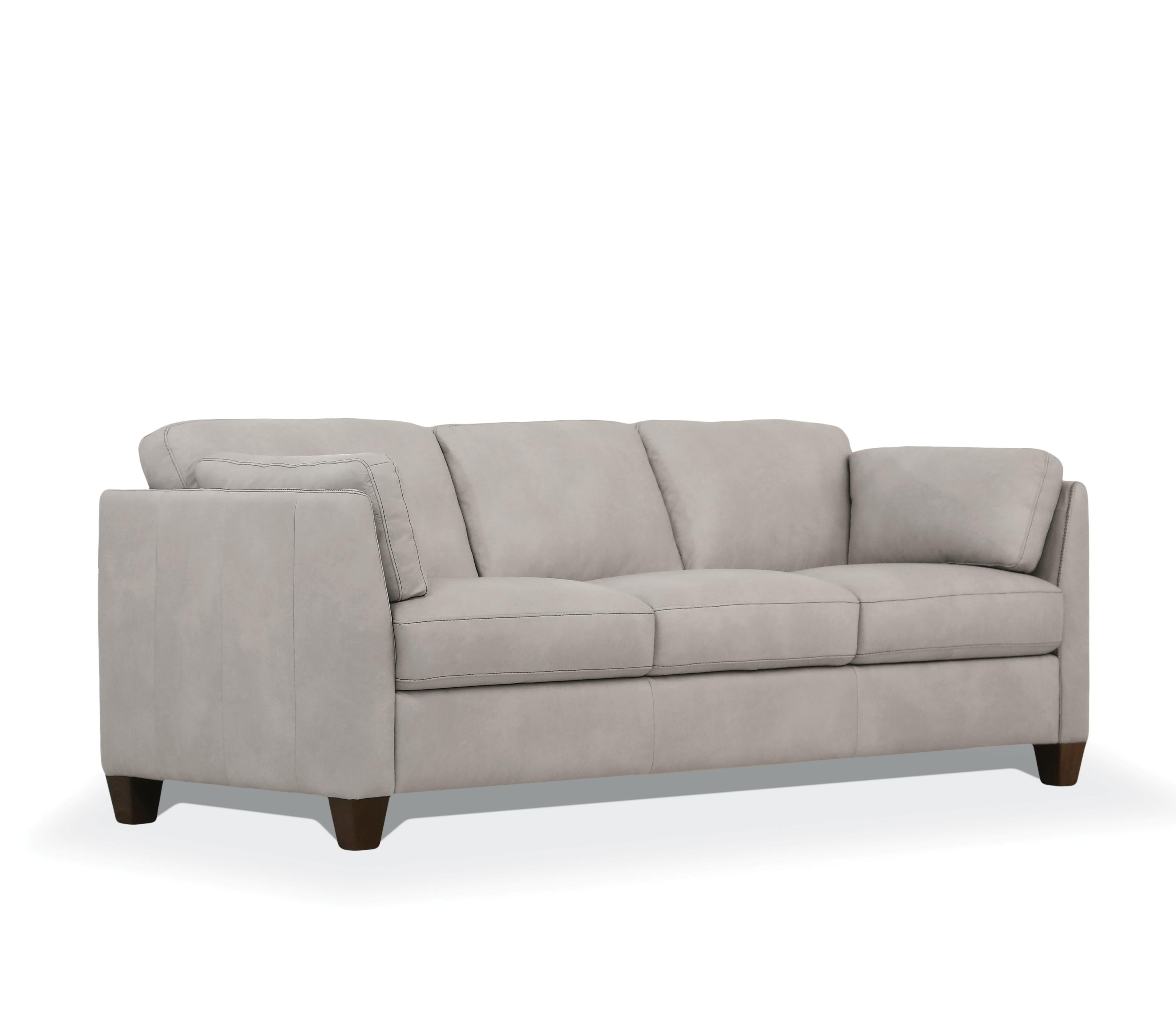 Matias Dusty White Leather Sofa - Ideal Furniture (Fresno,CA)