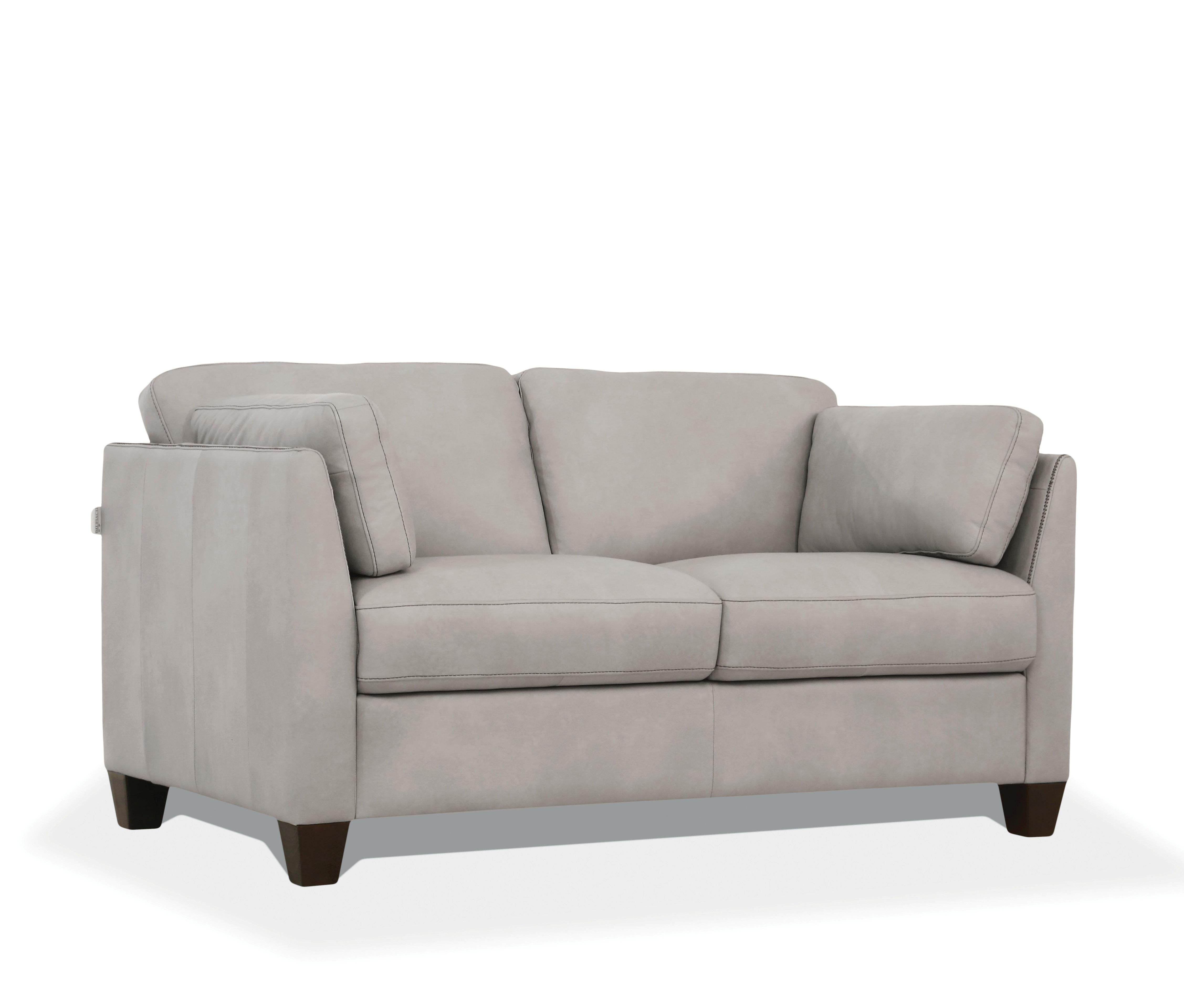 Matias Dusty White Leather Loveseat - Ideal Furniture (Fresno,CA)