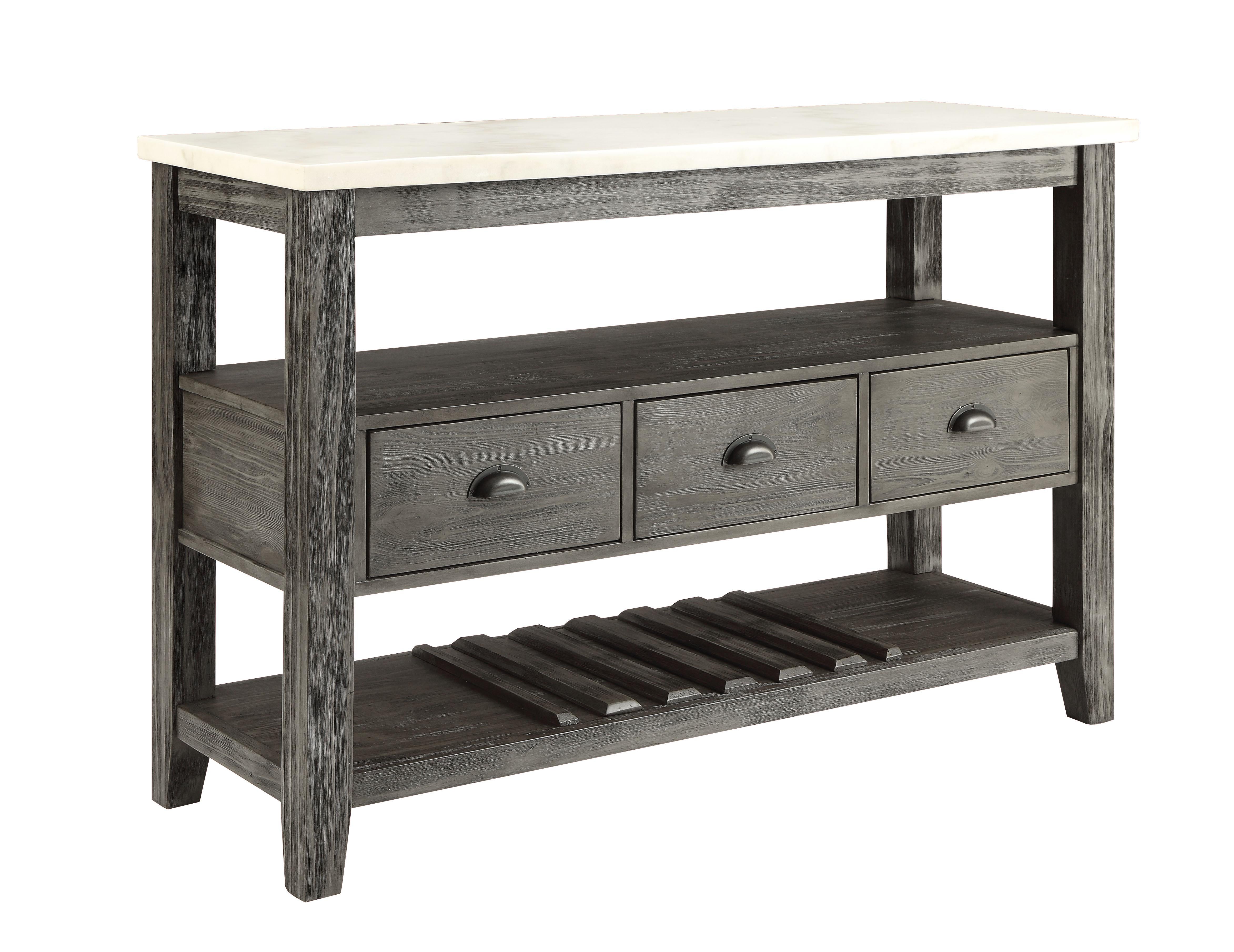 Merel White Marble & Gray Oak Server - Ideal Furniture (Fresno,CA)